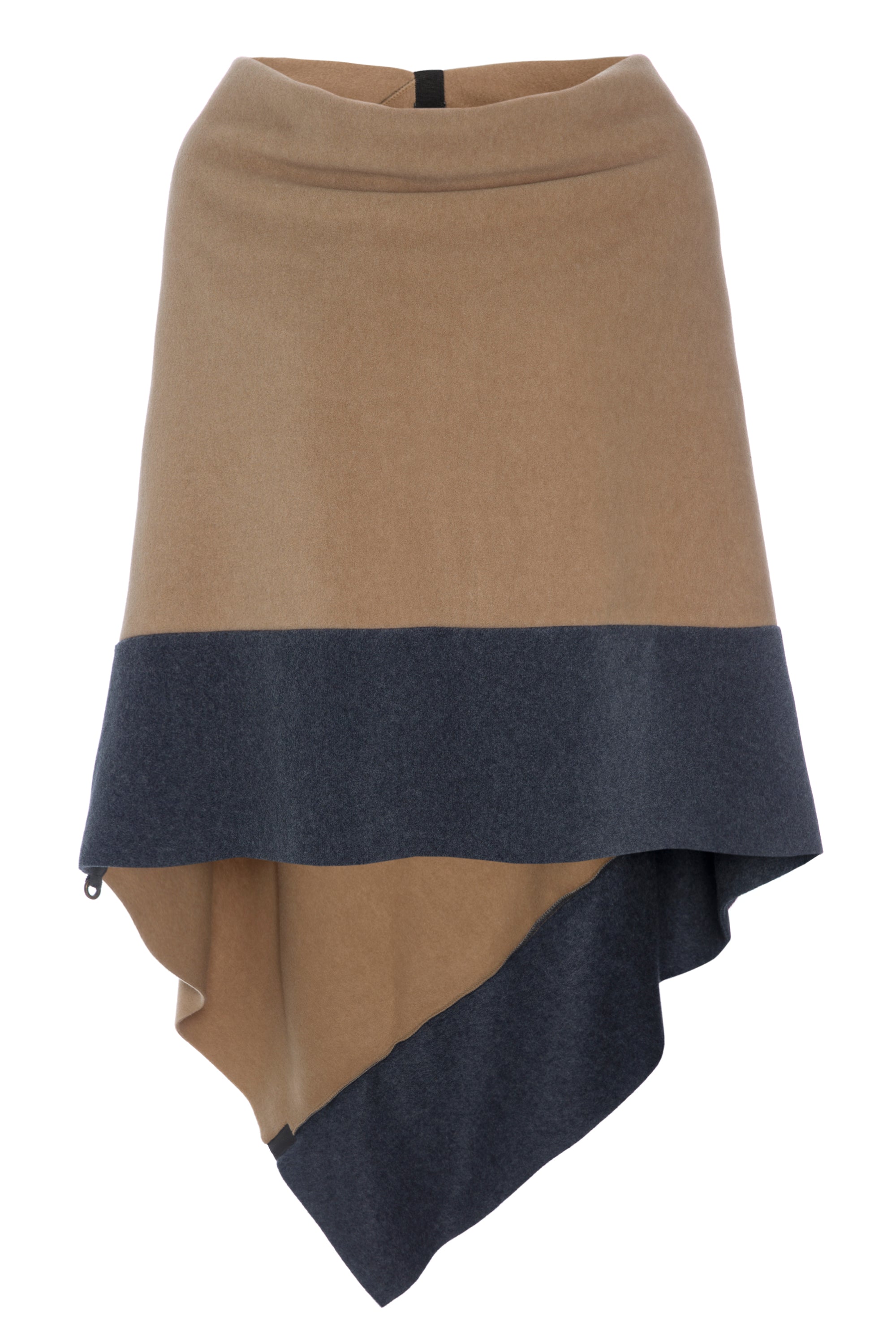 HENRIETTE STEFFENSEN COPENHAGEN 2 COLORED PONCHO - 4068 PONCHOS CAMEL/DEEP BLUE 823