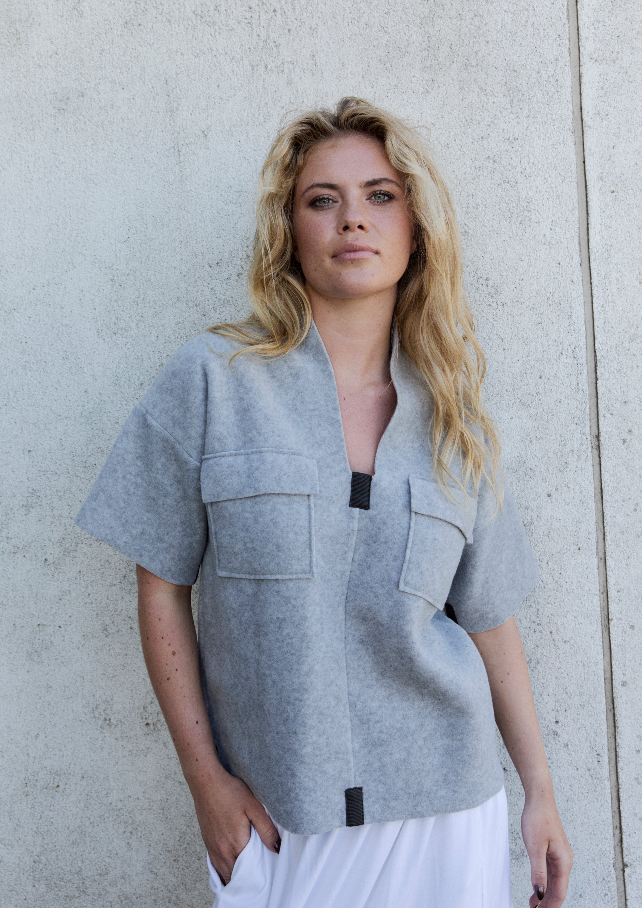 HENRIETTE STEFFENSEN COPENHAGEN BLOUSE - 1374 BLUSER LIGHT GREY 876