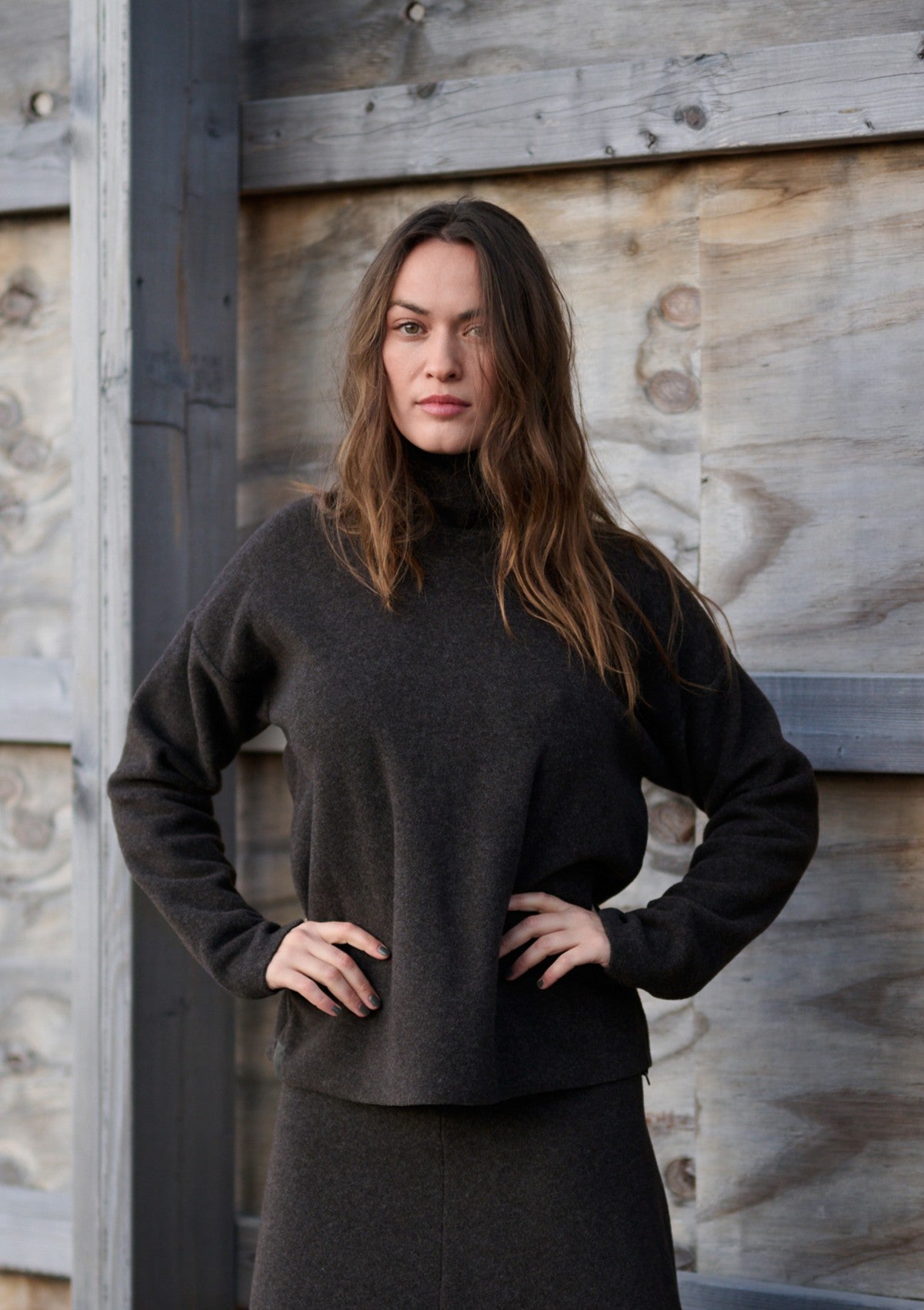 HENRIETTE STEFFENSEN COPENHAGEN BLOUSE HIGH NECK - 1360 BLUSER CHOCOLATE 844