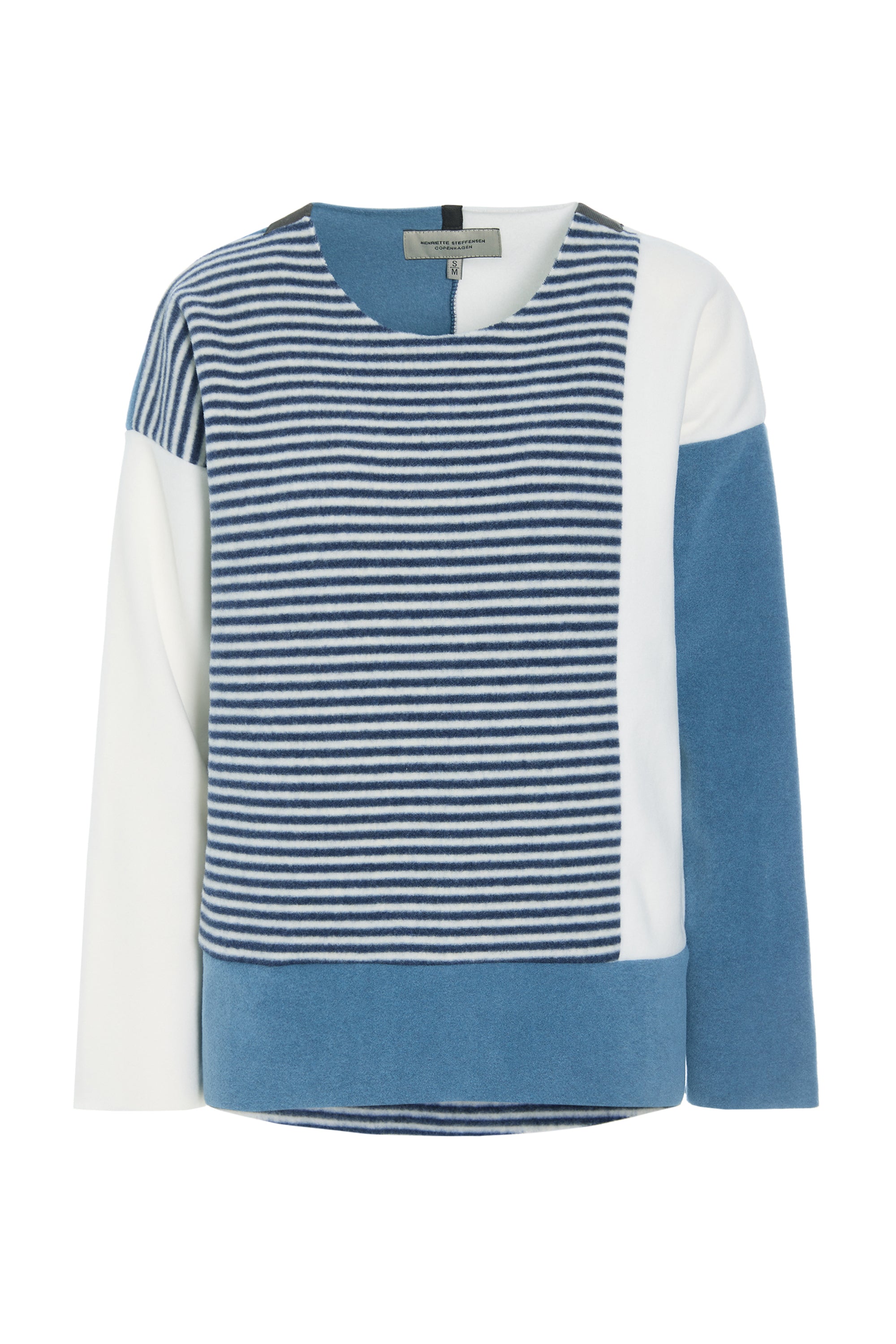 HENRIETTE STEFFENSEN COPENHAGEN BLOUSE PATCH - 1407 BLUSER DUSTY BLUE/OW/BLUE STRIPE 473