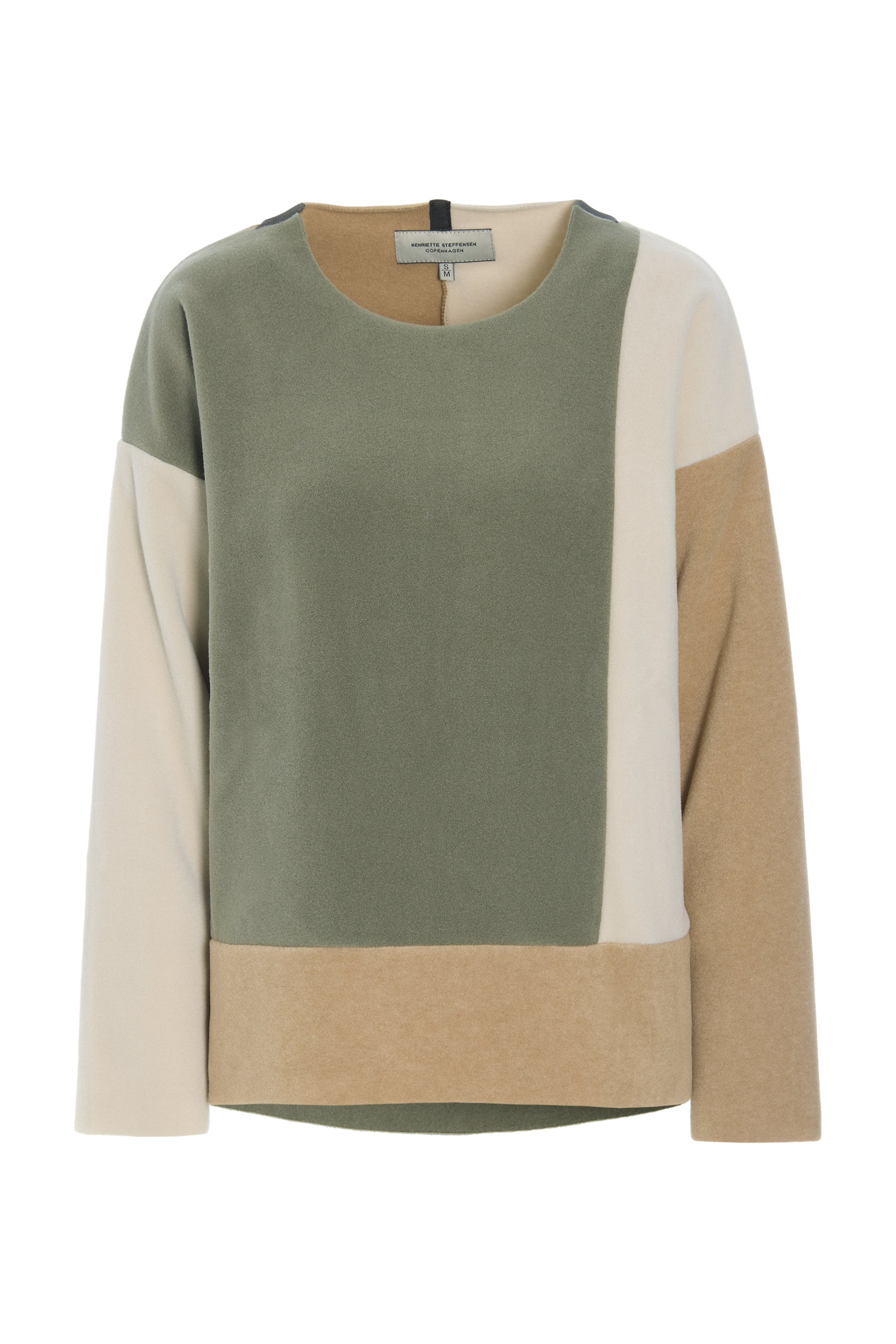 HENRIETTE STEFFENSEN COPENHAGEN BLOUSE PATCH - 1407 BLUSER DUSTY GREEN /KIT/CAMEL 480