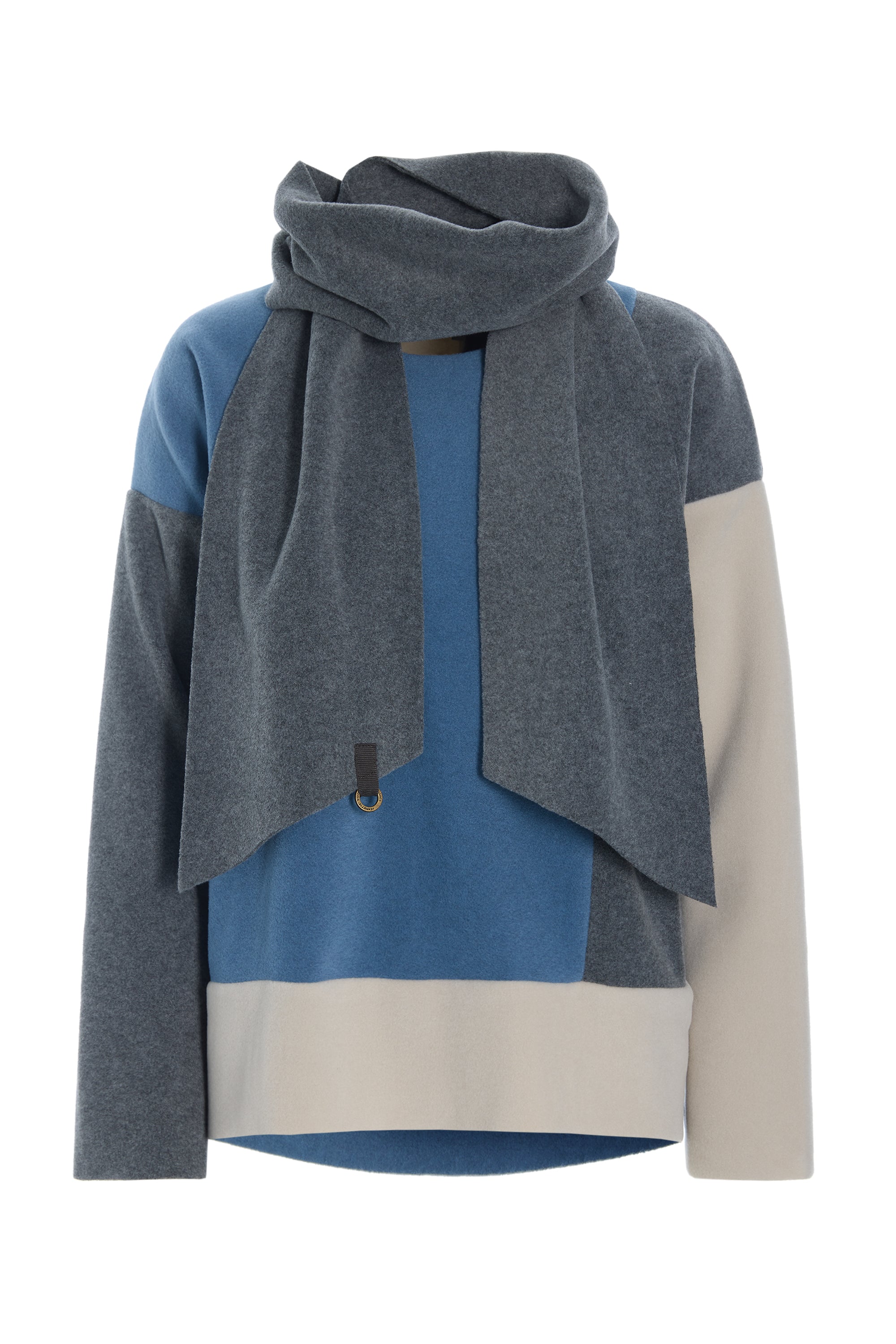 HENRIETTE STEFFENSEN COPENHAGEN BLOUSE PATCH WITH SCARF - 1412 BLUSER DUSTY BLUE/KIT/GREY 119