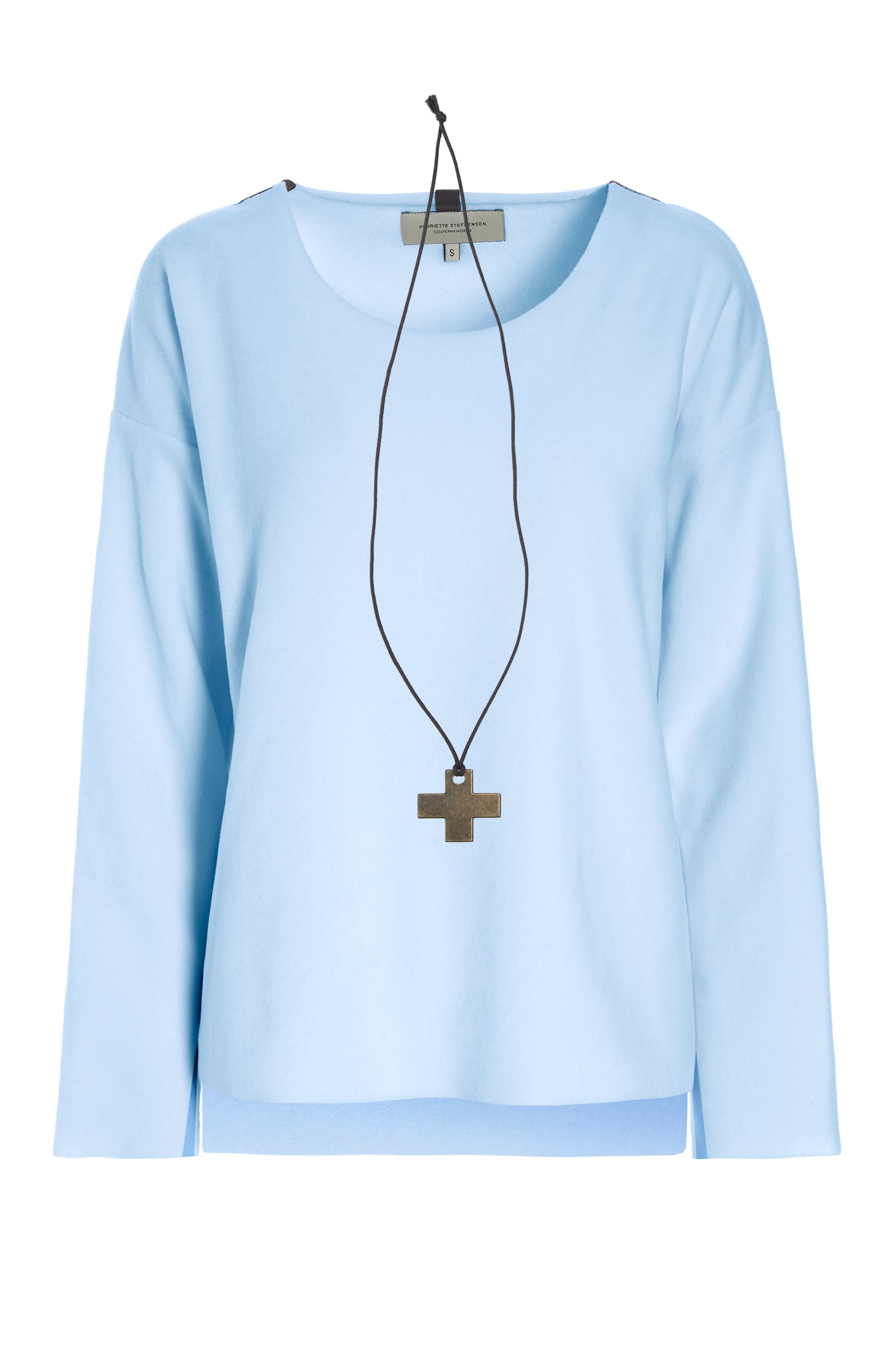 HENRIETTE STEFFENSEN COPENHAGEN BLOUSE ROUND NECK - 1355 BLUSER BABY BLUE 671