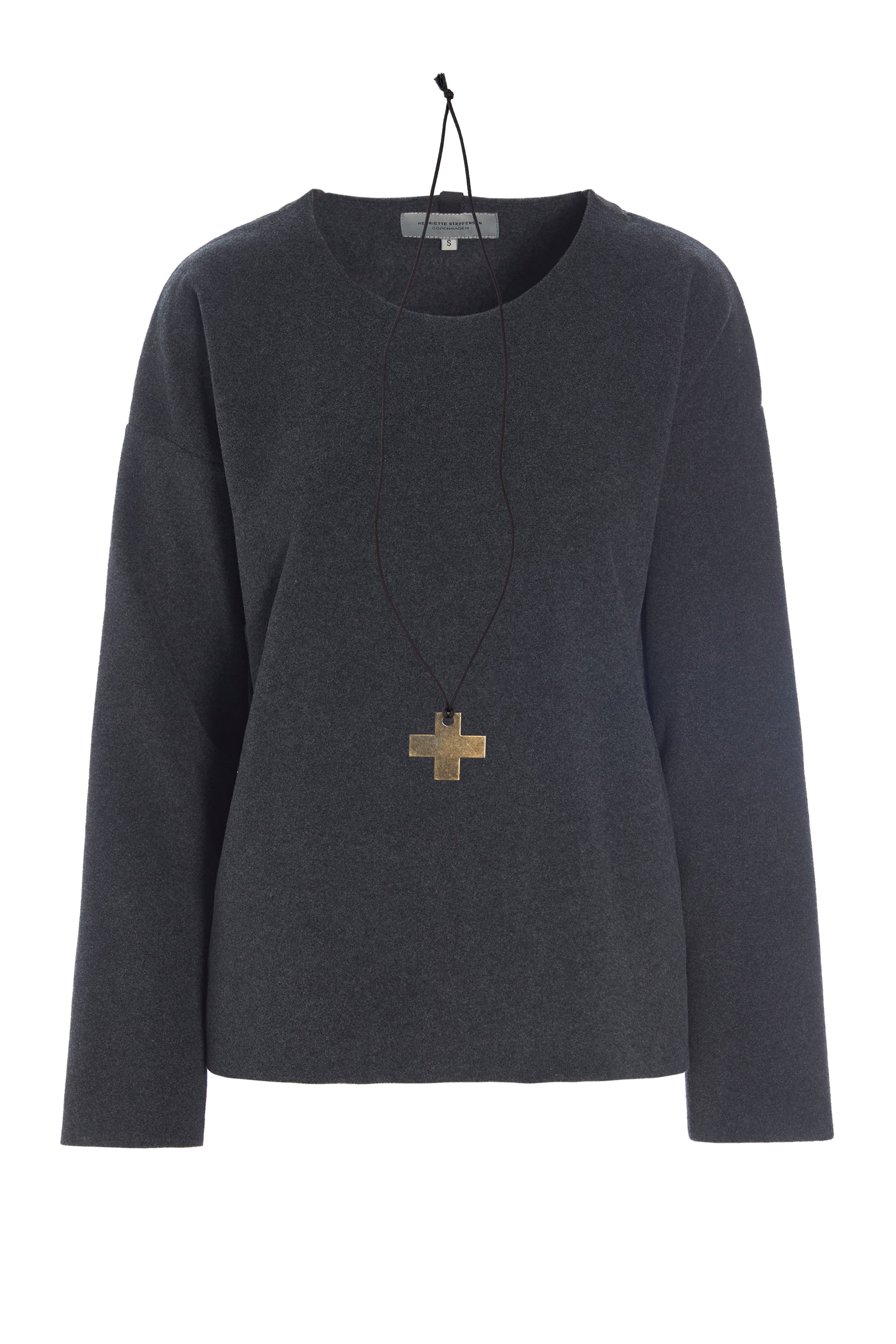 HENRIETTE STEFFENSEN COPENHAGEN BLOUSE ROUND NECK - 1355 BLUSER SOFT BLACK 914