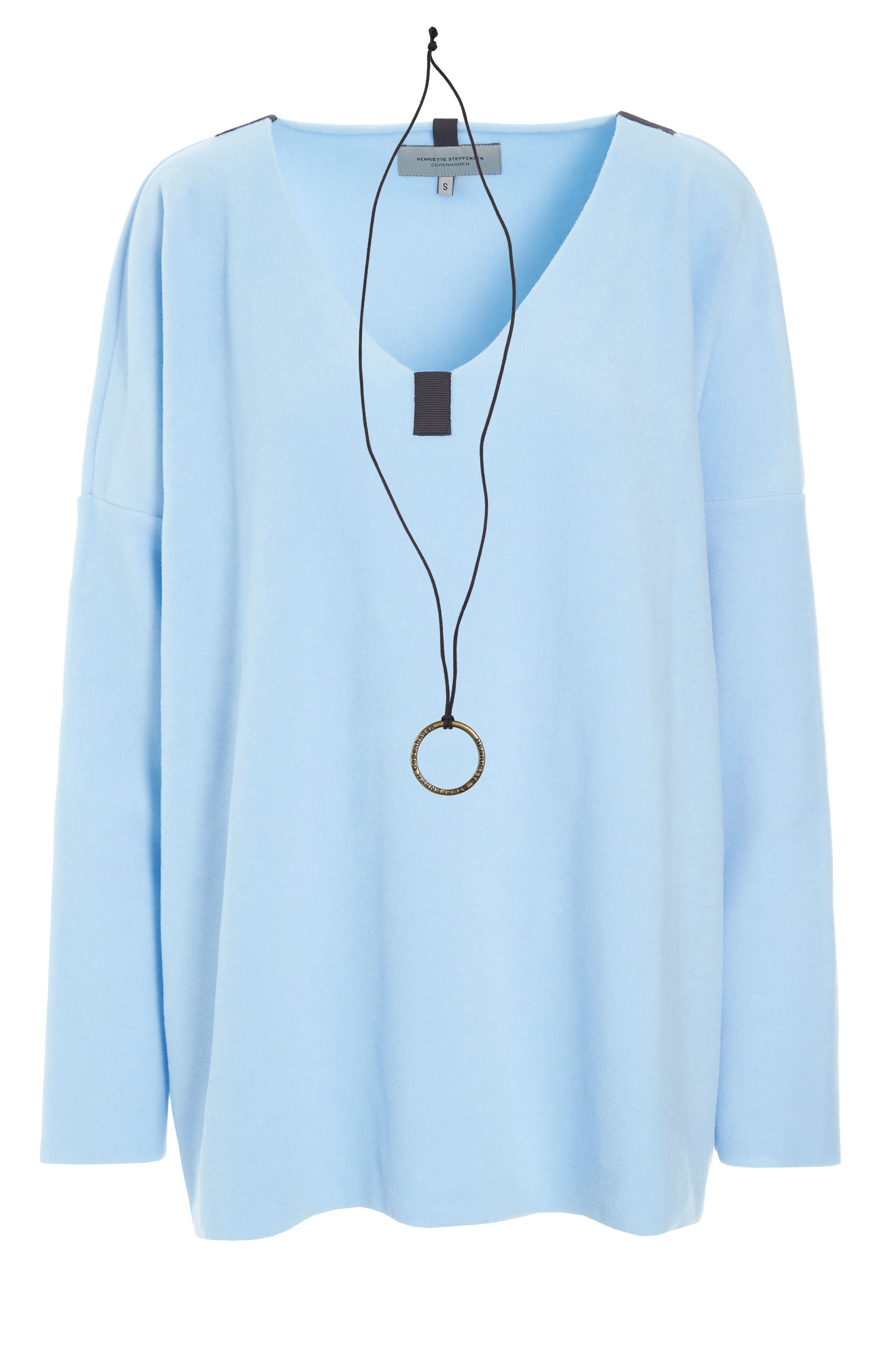 HENRIETTE STEFFENSEN COPENHAGEN BLOUSE V-NECK - 1336 BLUSER BABY BLUE 671