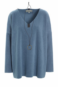 BLOUSE V-NECK - 1336 - DUSTY BLUE