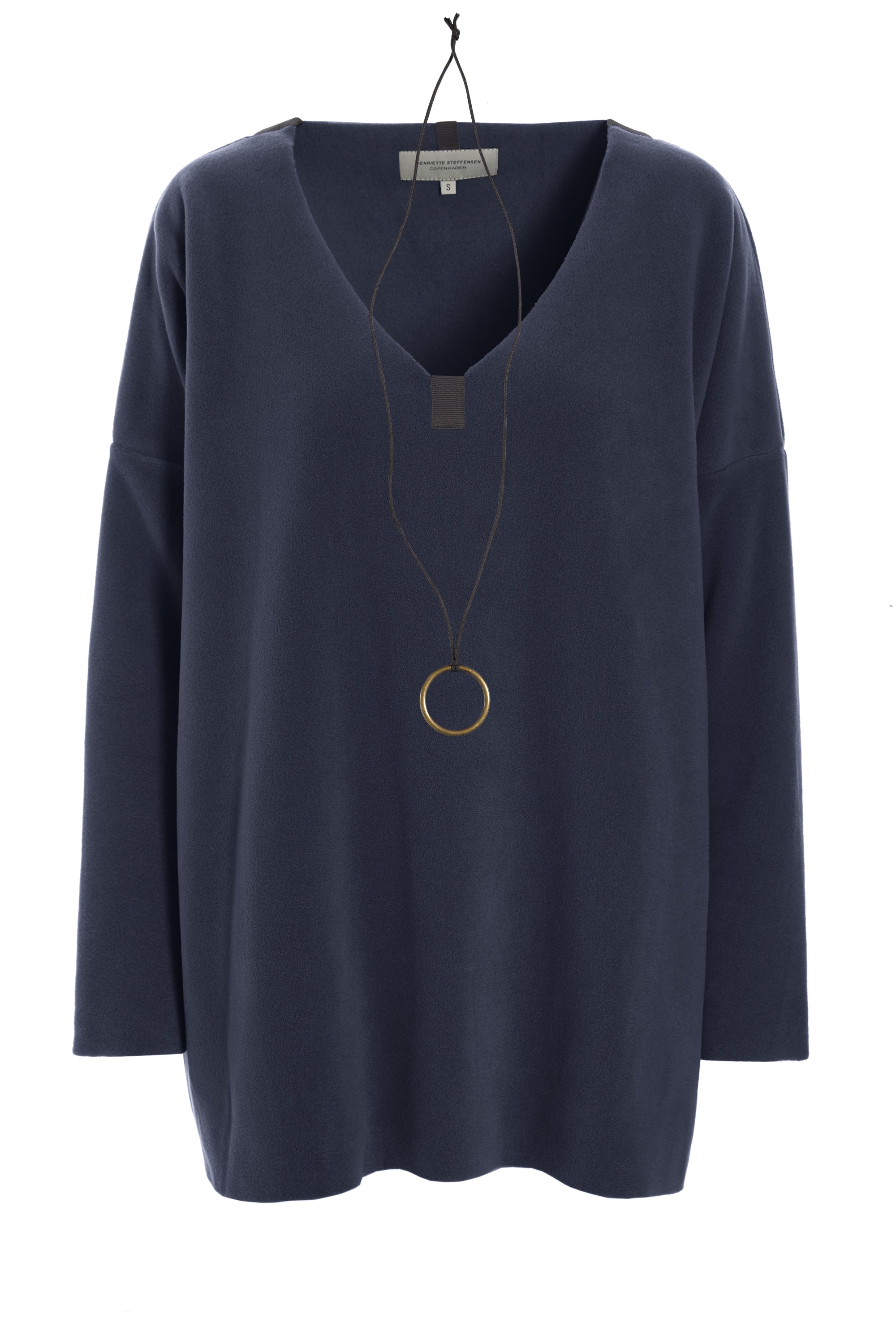 HENRIETTE STEFFENSEN COPENHAGEN BLOUSE V-NECK - 1336 BLUSER EVENING BLUE 690