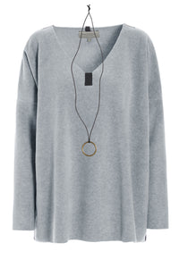 BLOUSE V-NECK - 1336 - LIGHT GREY
