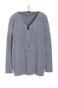 BLOUSE V-NECK - 1336 - STRIPES DENIM & KIT
