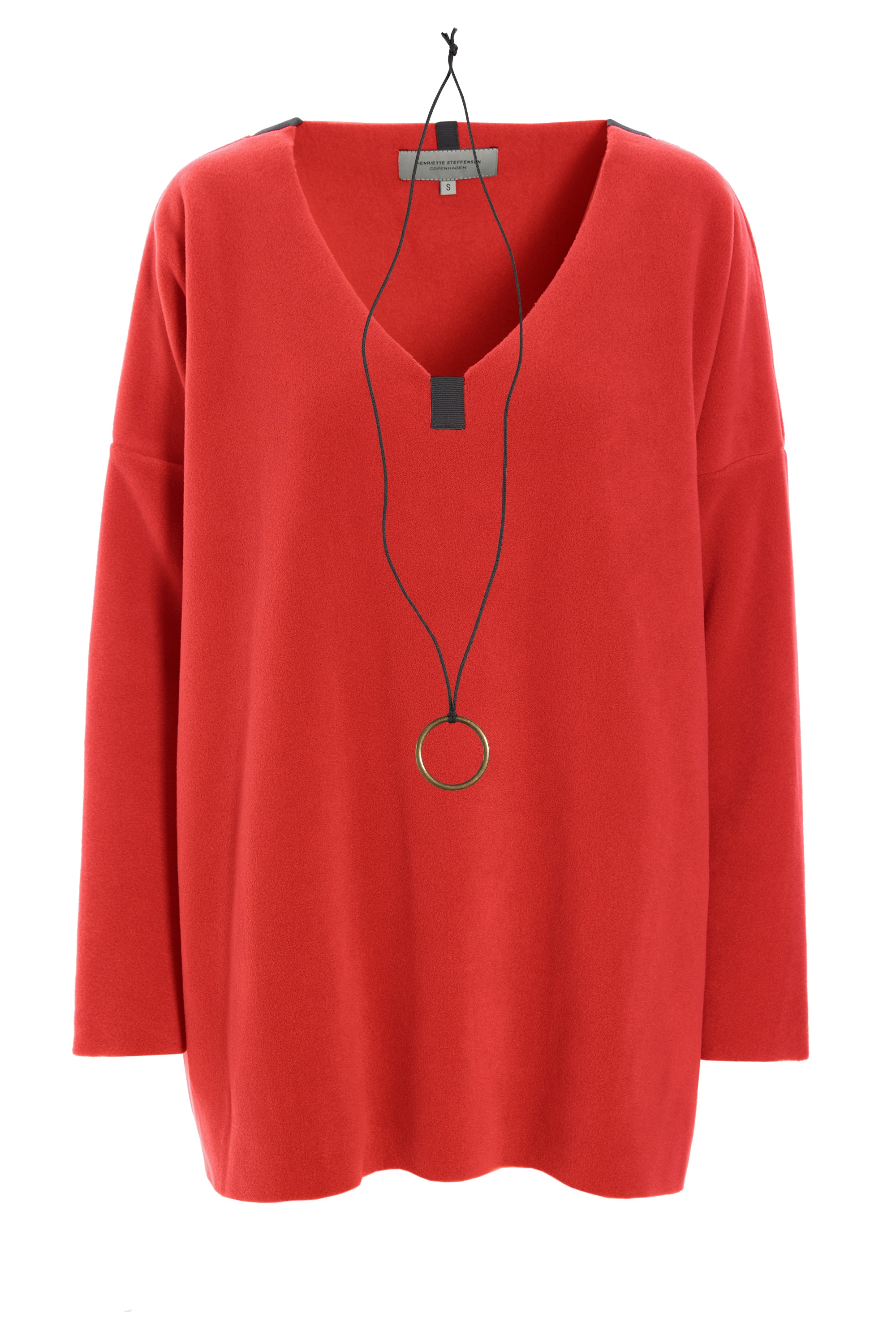 HENRIETTE STEFFENSEN COPENHAGEN BLOUSE V-NECK - 1336 BLUSER TOMATO 845