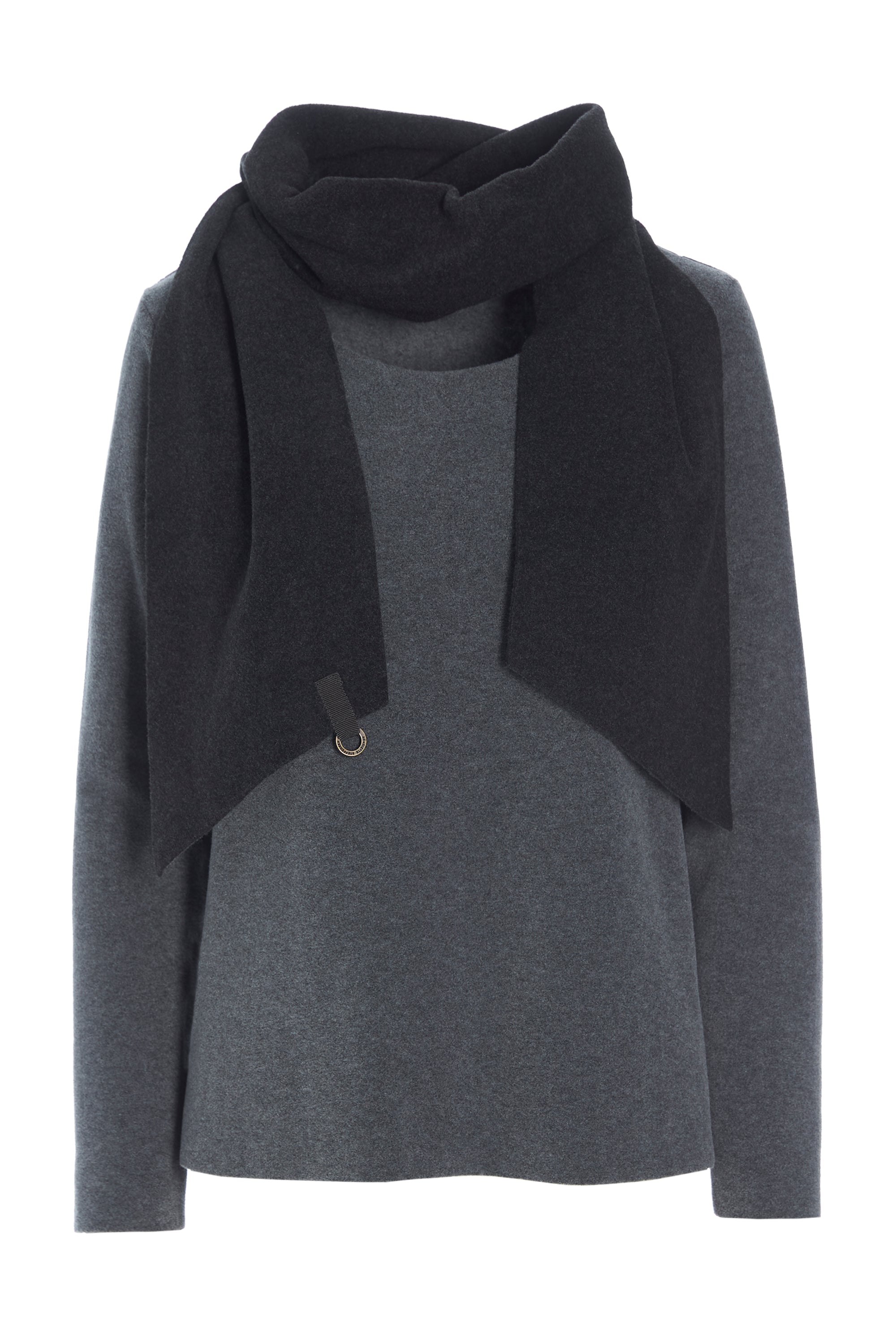 HENRIETTE STEFFENSEN COPENHAGEN BLOUSE WITH SCARF - 1325 BLUSER GREY/SOFT BLACK 647