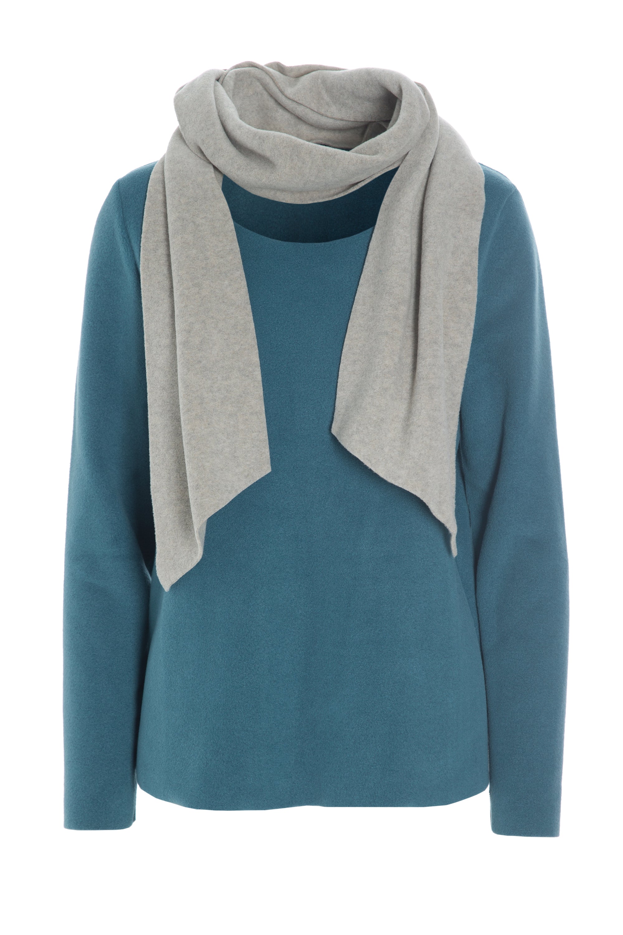 HENRIETTE STEFFENSEN COPENHAGEN BLOUSE WITH SCARF - 1325 BLUSER PETROL/SAND 509