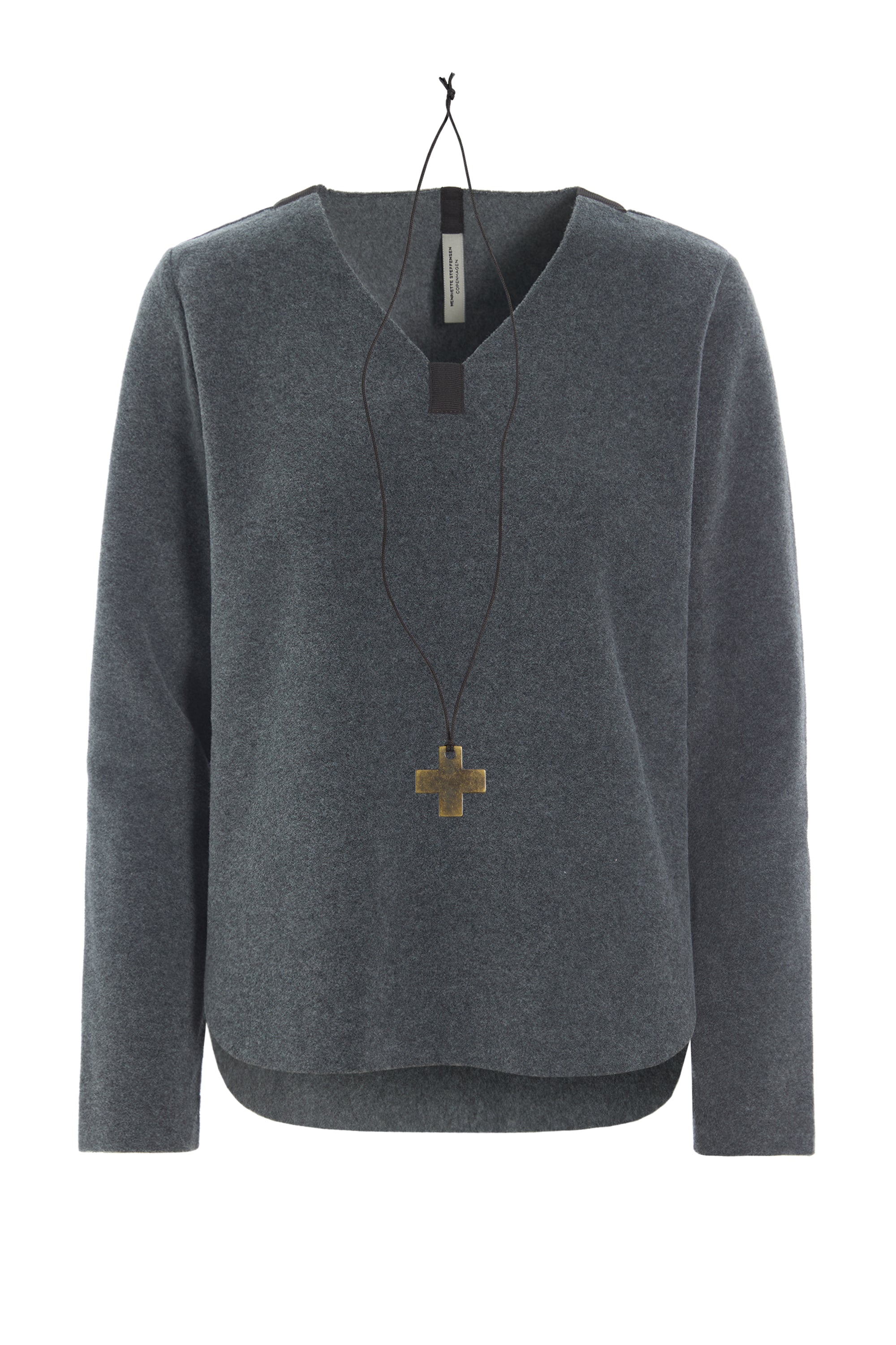 HENRIETTE STEFFENSEN COPENHAGEN BLOUSE W/NECKLACE - 1362 BLUSER GREY 905