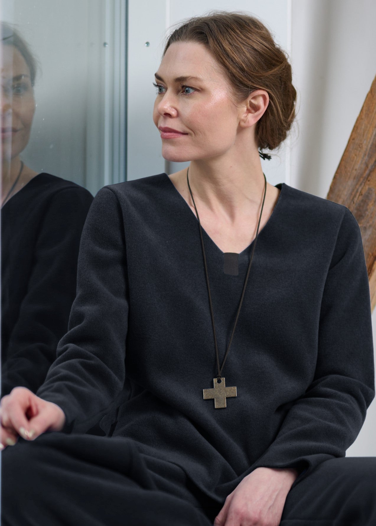 HENRIETTE STEFFENSEN COPENHAGEN BLOUSE W/NECKLACE - 1362 BLUSER SOFT BLACK 914