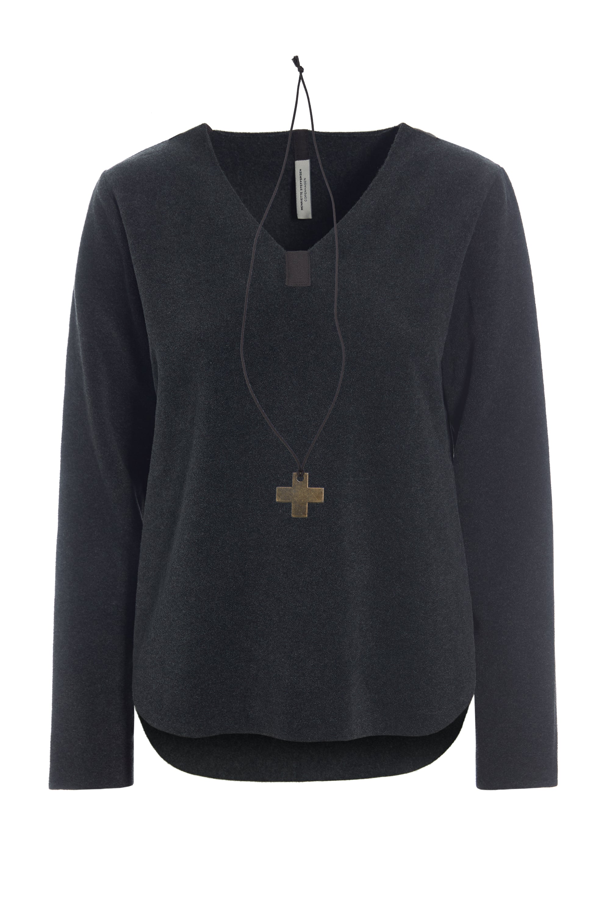 HENRIETTE STEFFENSEN COPENHAGEN BLOUSE W/NECKLACE - 1362 BLUSER SOFT BLACK 914