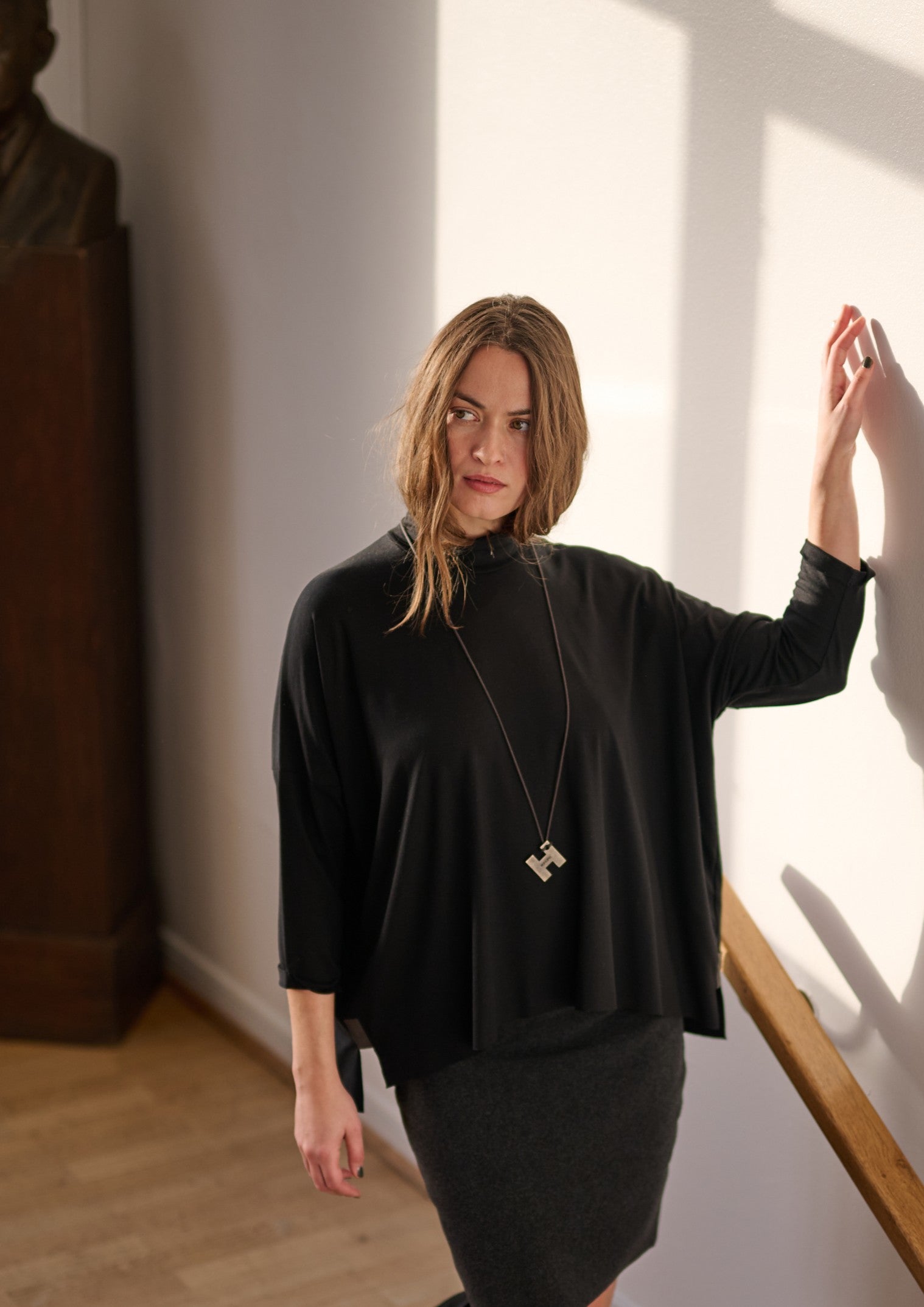 HENRIETTE STEFFENSEN COPENHAGEN BLOUSE W/NECKLACE - 96100 BLUSER BLACK 900