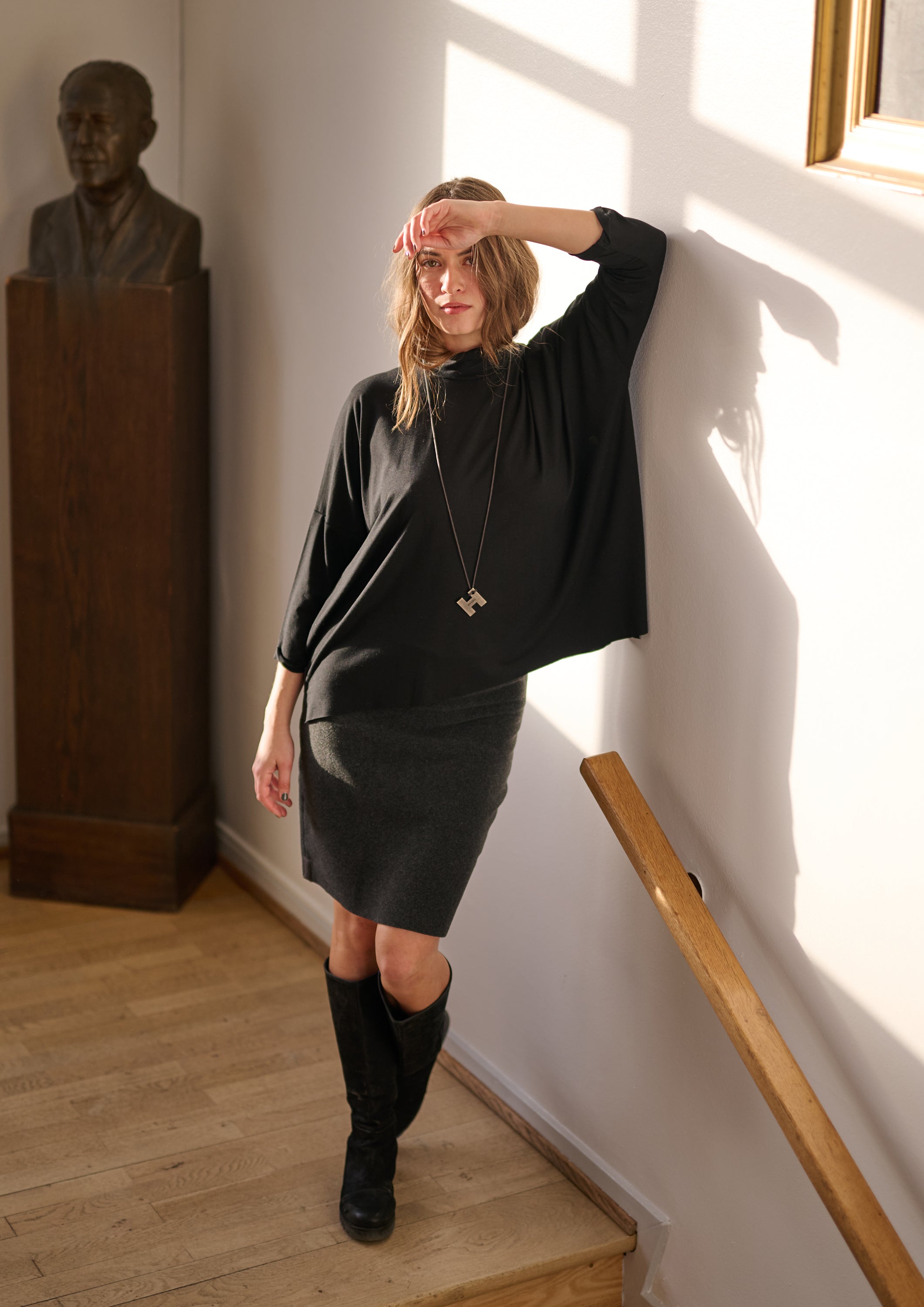 HENRIETTE STEFFENSEN COPENHAGEN BLOUSE W/NECKLACE - 96100 BLUSER BLACK 900