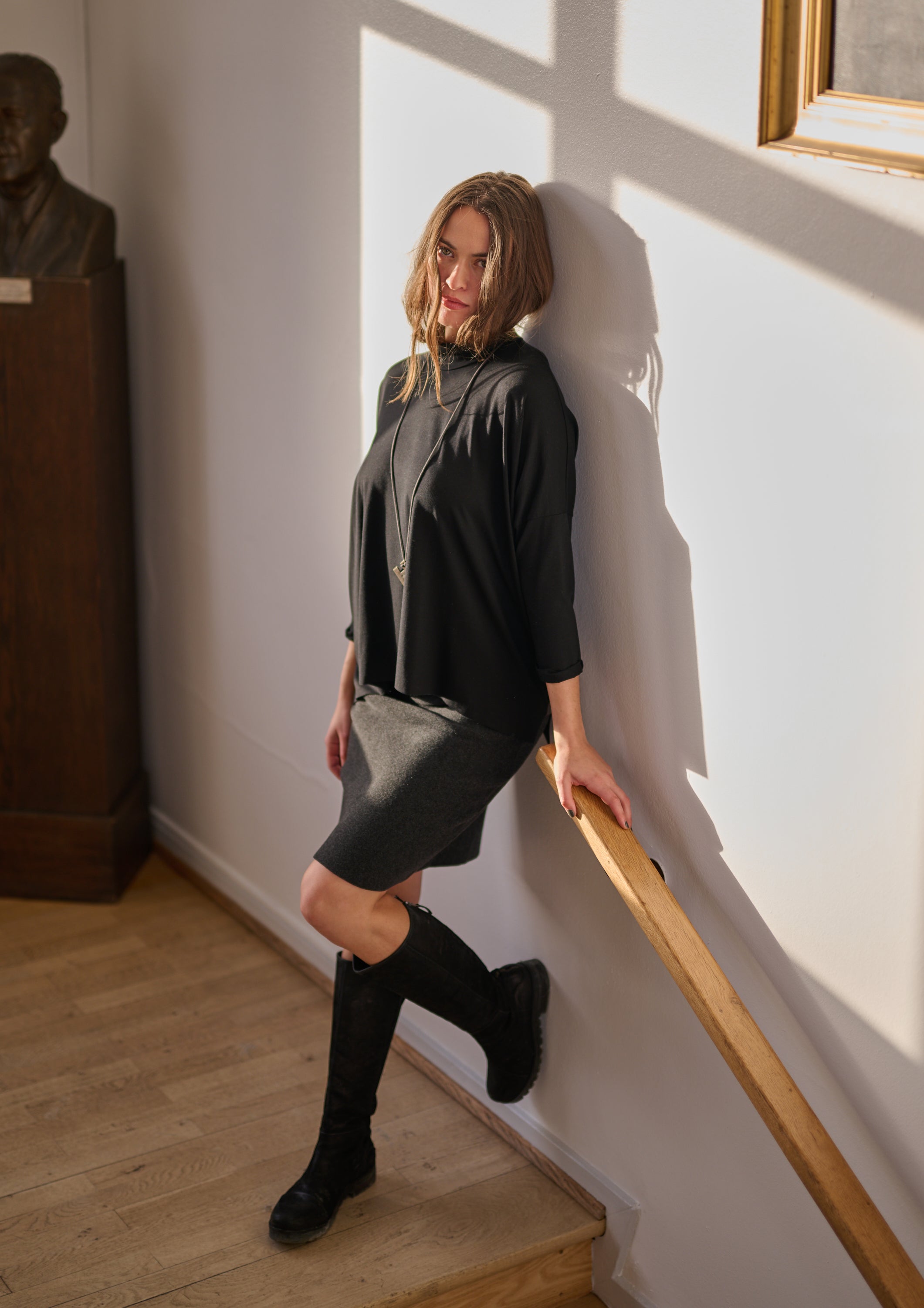 HENRIETTE STEFFENSEN COPENHAGEN BLOUSE W/NECKLACE - 96100 BLUSER BLACK 900