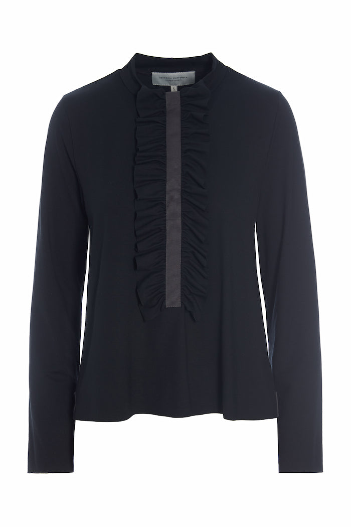HENRIETTE STEFFENSEN COPENHAGEN BLOUSE w/ FRILLS - 96090 BLUSER BLACK 900