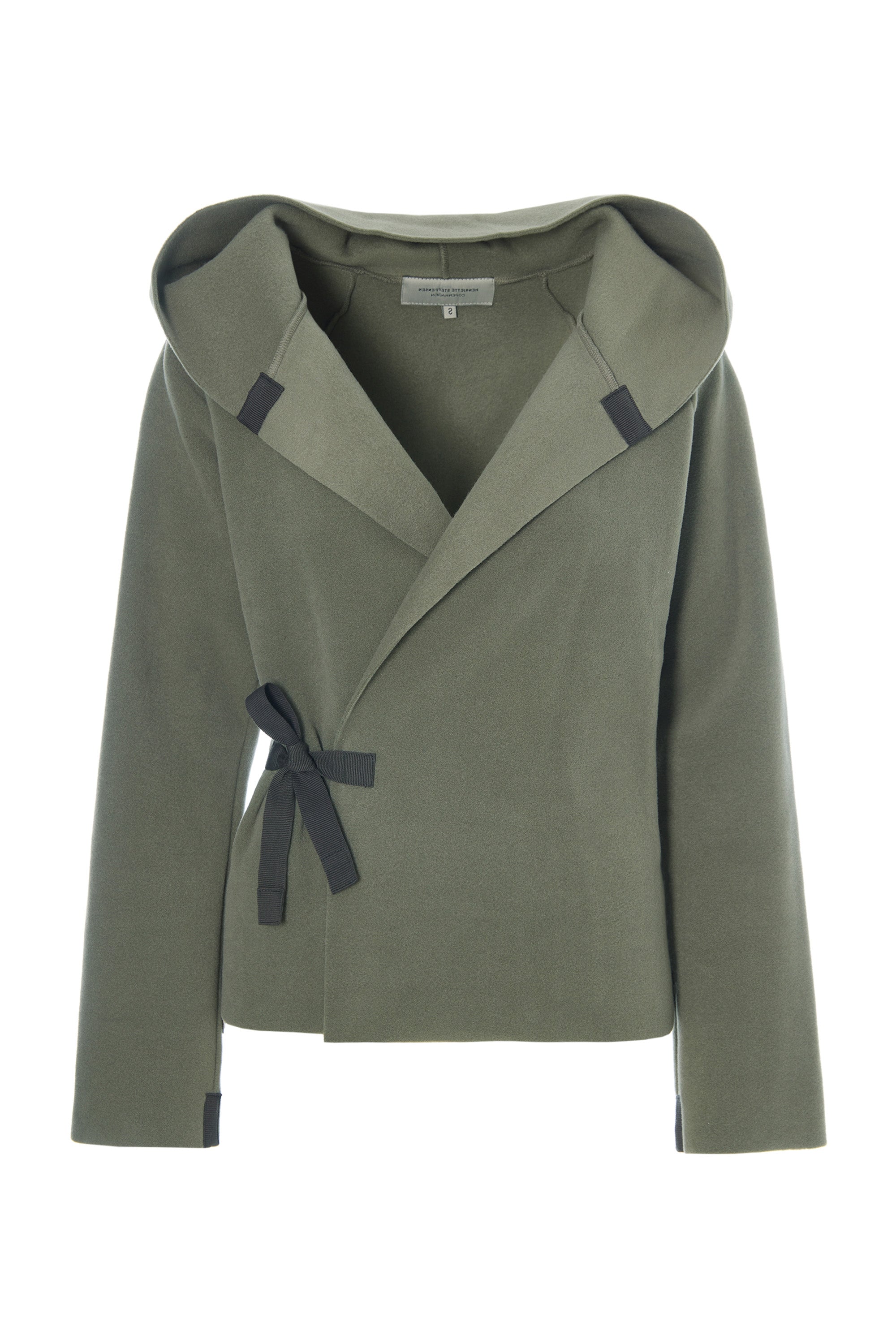 HENRIETTE STEFFENSEN COPENHAGEN CLASSIC FLEECE WRAP CARDIGAN - 1009 CARDIGANS DUSTY GREEN 609