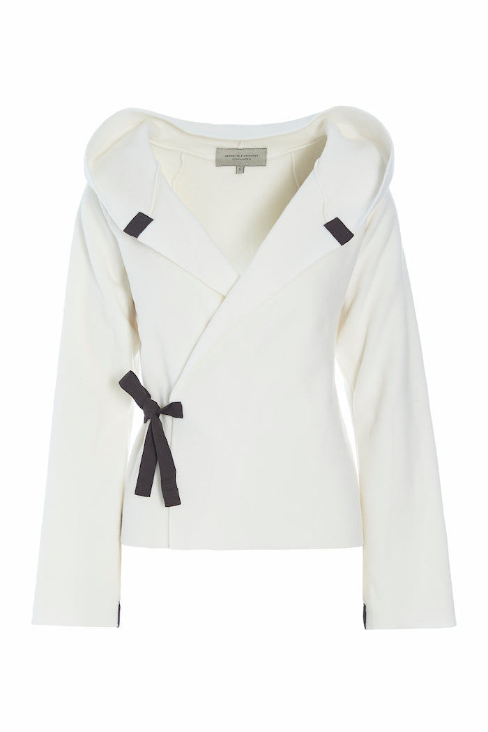 HENRIETTE STEFFENSEN COPENHAGEN CLASSIC FLEECE WRAP CARDIGAN - 1009 CARDIGANS OFF WHITE 802