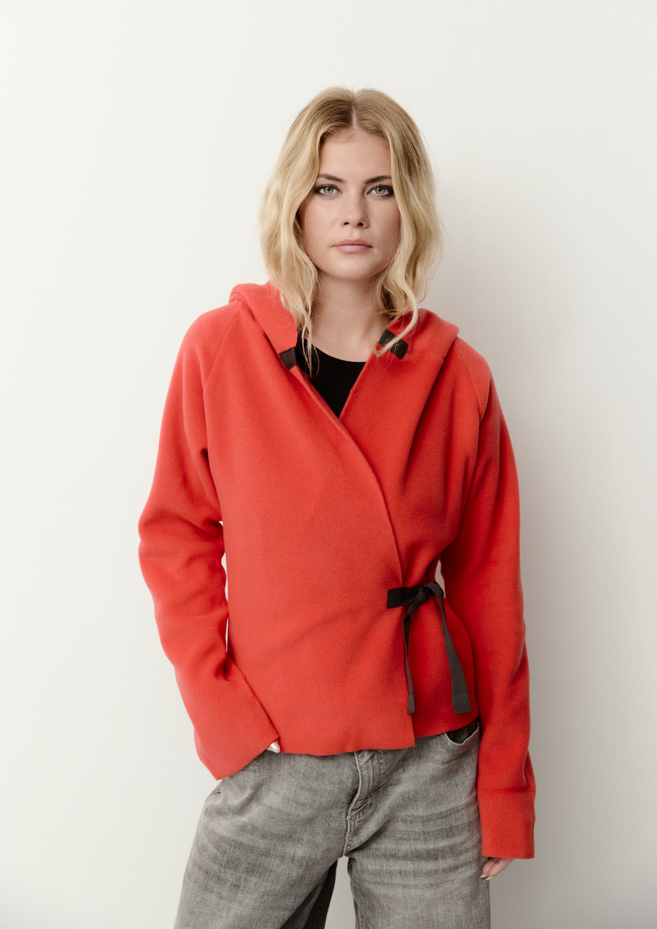 HENRIETTE STEFFENSEN COPENHAGEN CLASSIC FLEECE WRAP CARDIGAN - 1009 CARDIGANS TOMATO 845