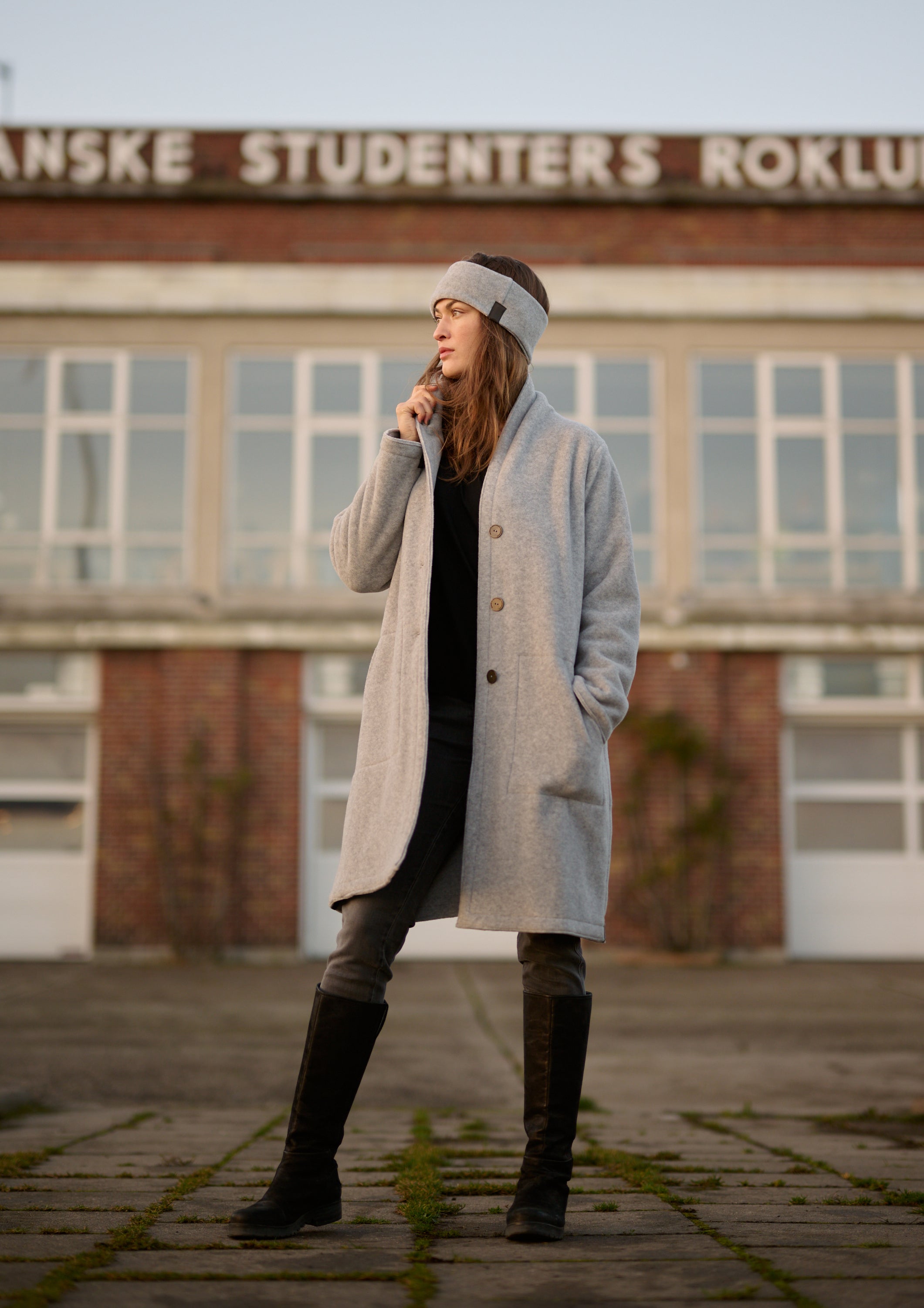 HENRIETTE STEFFENSEN COPENHAGEN COAT DOUBLE LAYER - 7165 COATS LIGTH GREY 876