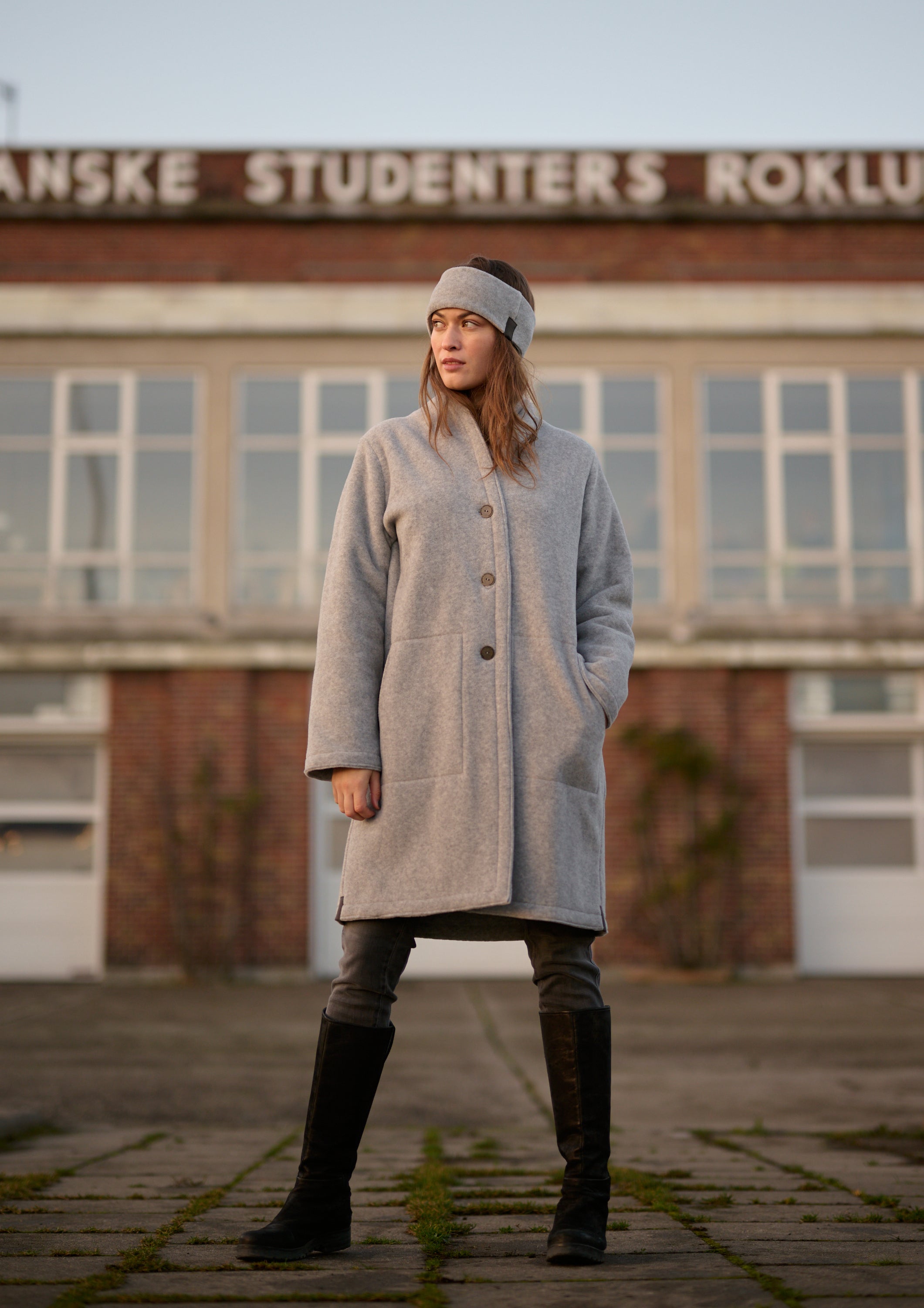 HENRIETTE STEFFENSEN COPENHAGEN COAT DOUBLE LAYER - 7165 COATS LIGTH GREY 876