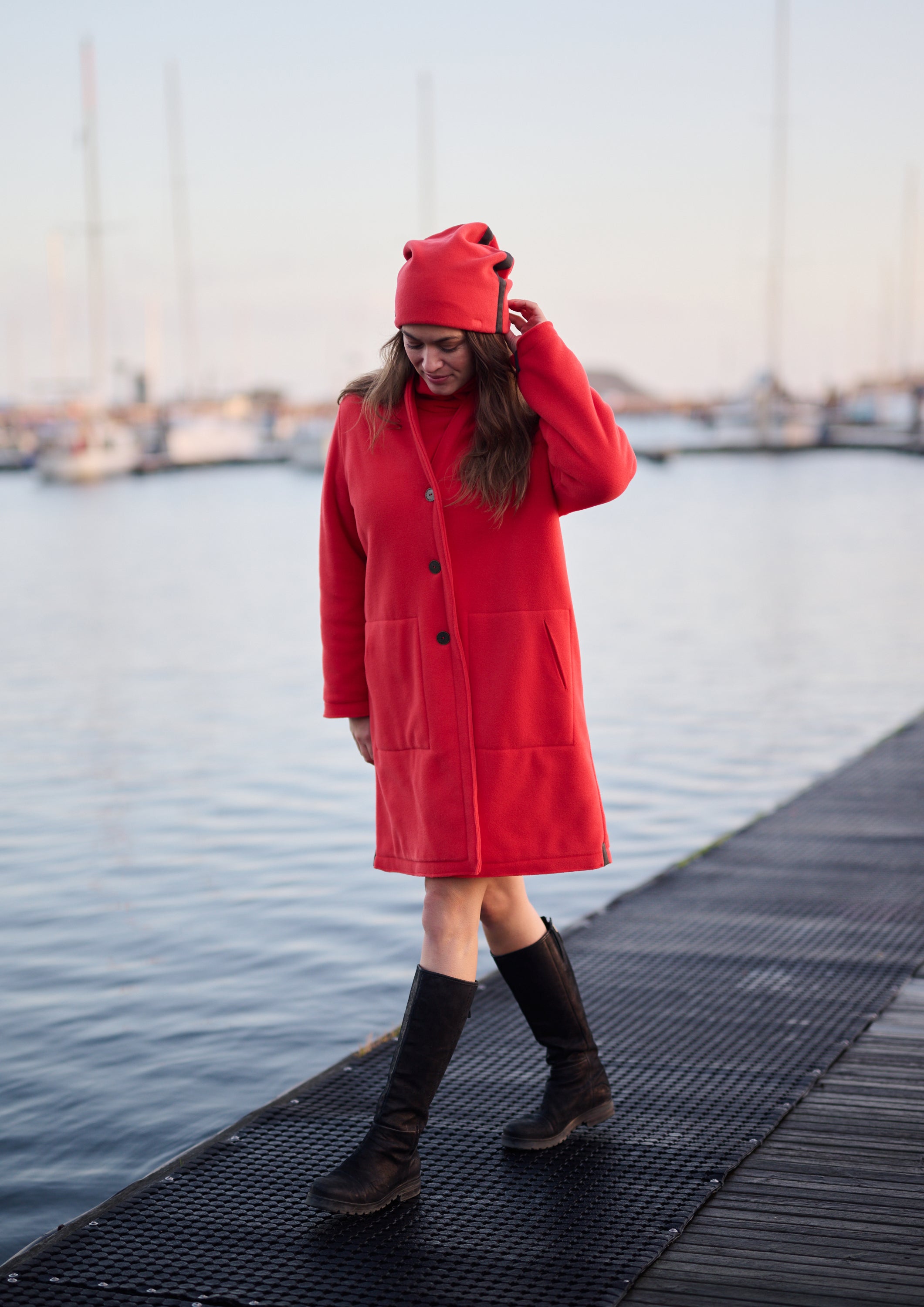 HENRIETTE STEFFENSEN COPENHAGEN COAT DOUBLE LAYER - 7165 COATS TOMATO 845