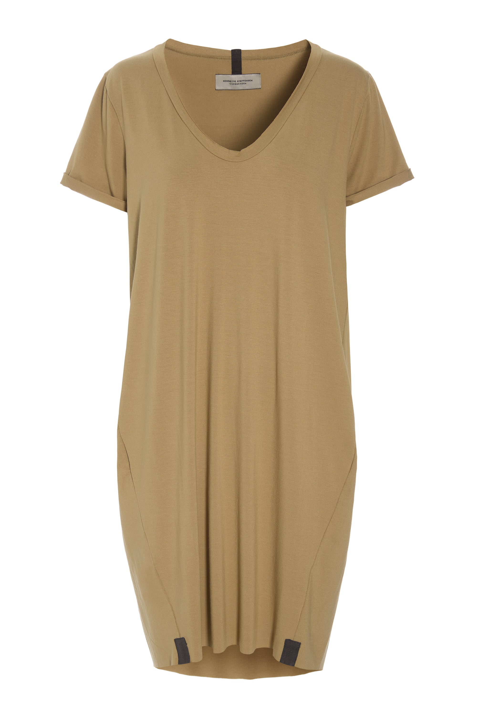 HENRIETTE STEFFENSEN COPENHAGEN DRESS V-NECK - 98049 KJOLER OLIVE 655