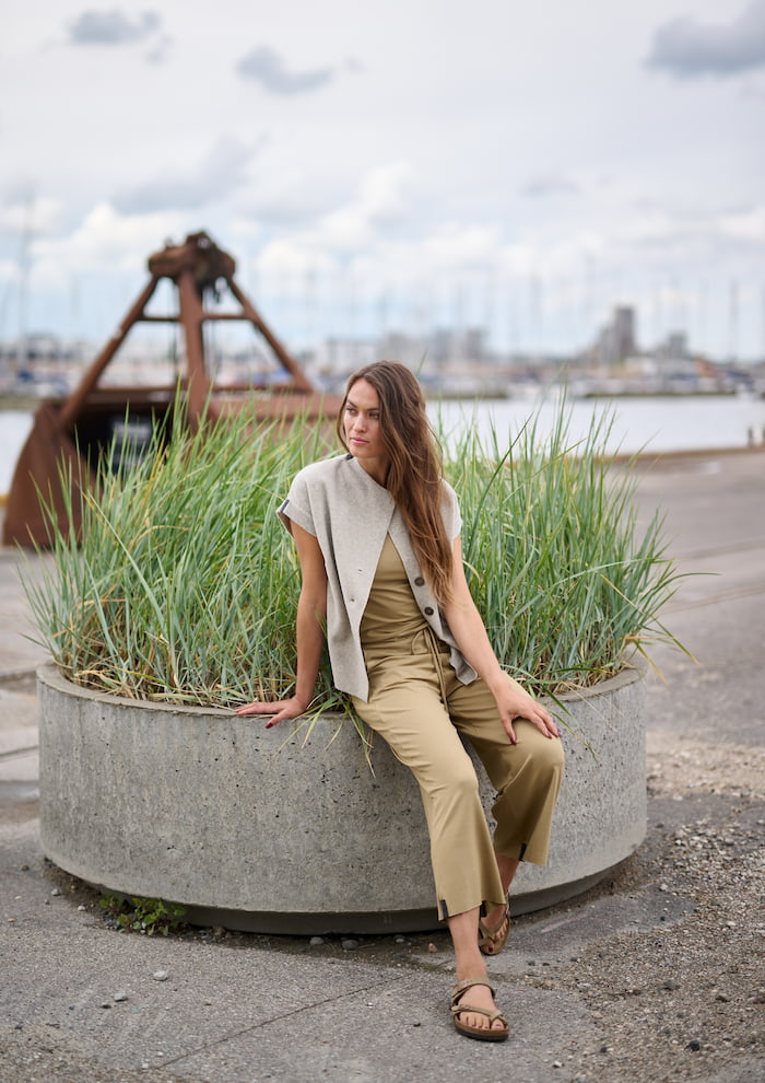 HENRIETTE STEFFENSEN COPENHAGEN FLARE TROUSERS 3/4 - 99015 BUKSER OLIVE 655