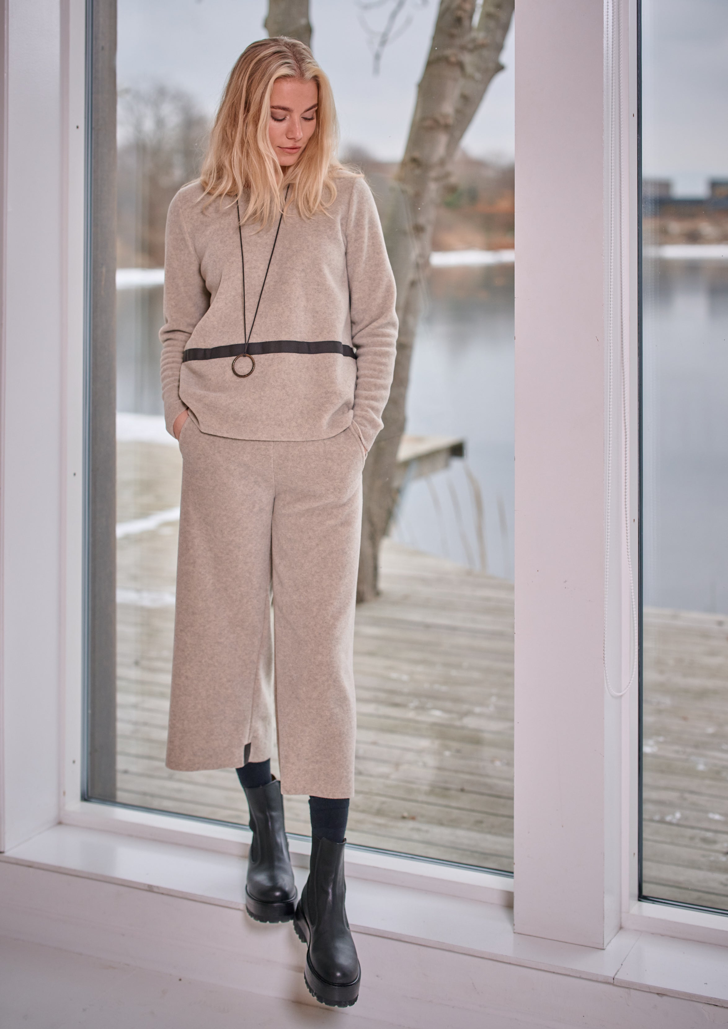 HENRIETTE STEFFENSEN COPENHAGEN FLARE TROUSERS 3/4 LENGTH - 2115 BUKSER SAND 805