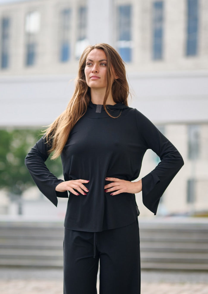HENRIETTE STEFFENSEN COPENHAGEN HOODIE BLOUSE - 96096 HOODIES BLACK 900