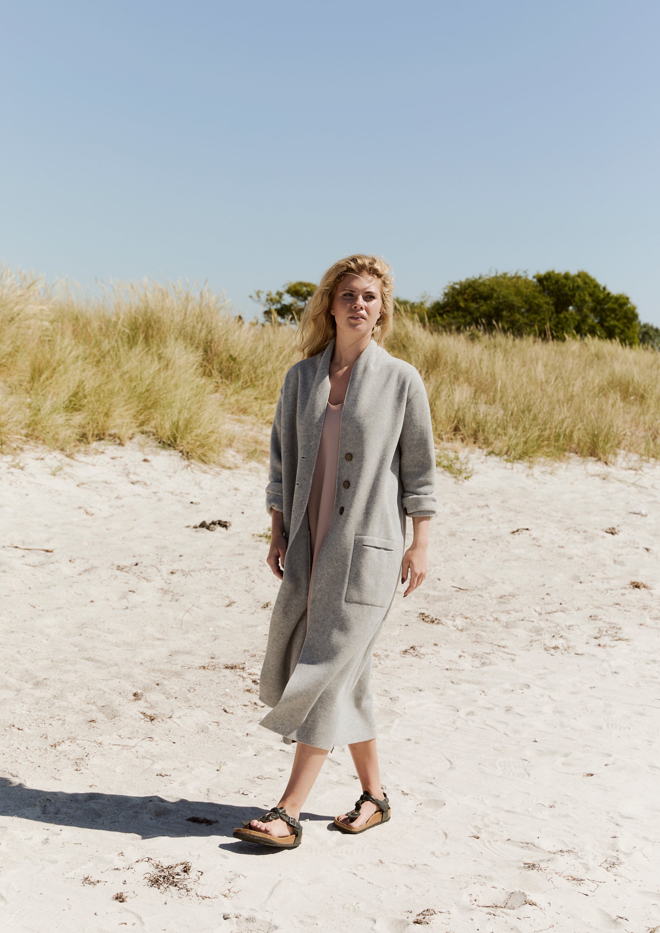 HENRIETTE STEFFENSEN COPENHAGEN LONG CARDIGAN - 7162 CARDIGANS LIGHT GREY 876