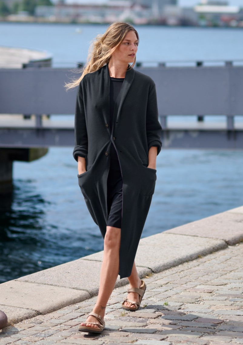 HENRIETTE STEFFENSEN COPENHAGEN LONG CARDIGAN - 7162 CARDIGANS SOFT BLACK 914
