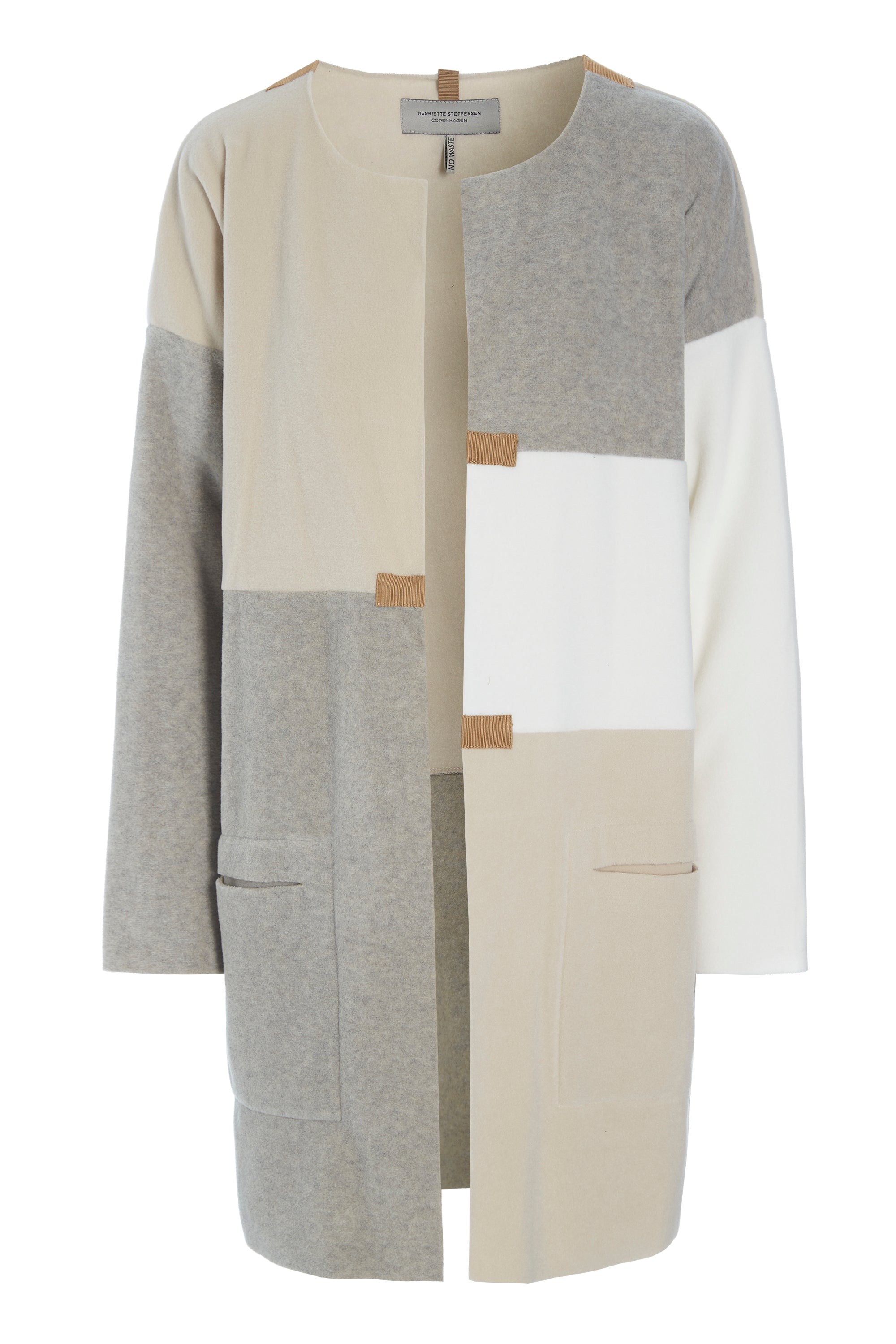 HENRIETTE STEFFENSEN COPENHAGEN NO WASTE CARDIGAN - 7150 CARDIGANS KIT/SAND/OFF WHITE 439