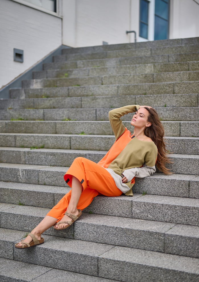 HENRIETTE STEFFENSEN COPENHAGEN NO WASTE FLARE TROUSERS - 99022NW BUKSER ORANGE 773