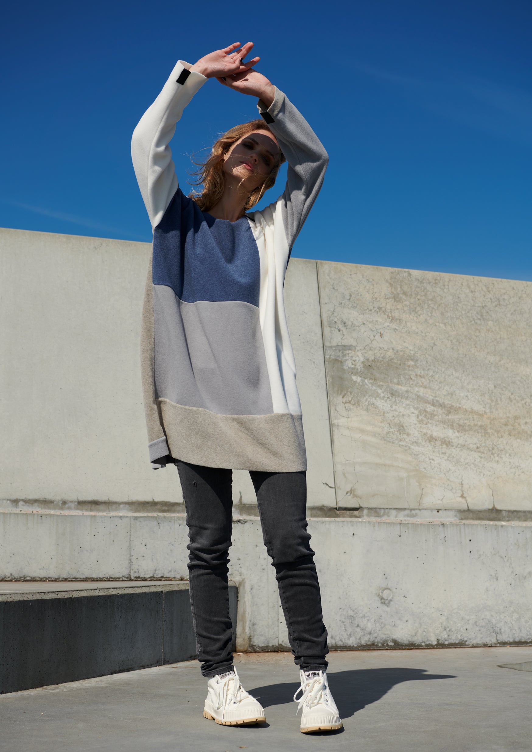 HENRIETTE STEFFENSEN COPENHAGEN NO WASTE PATCH TUNIC - 1322 TUNICS BLUE MIX 113