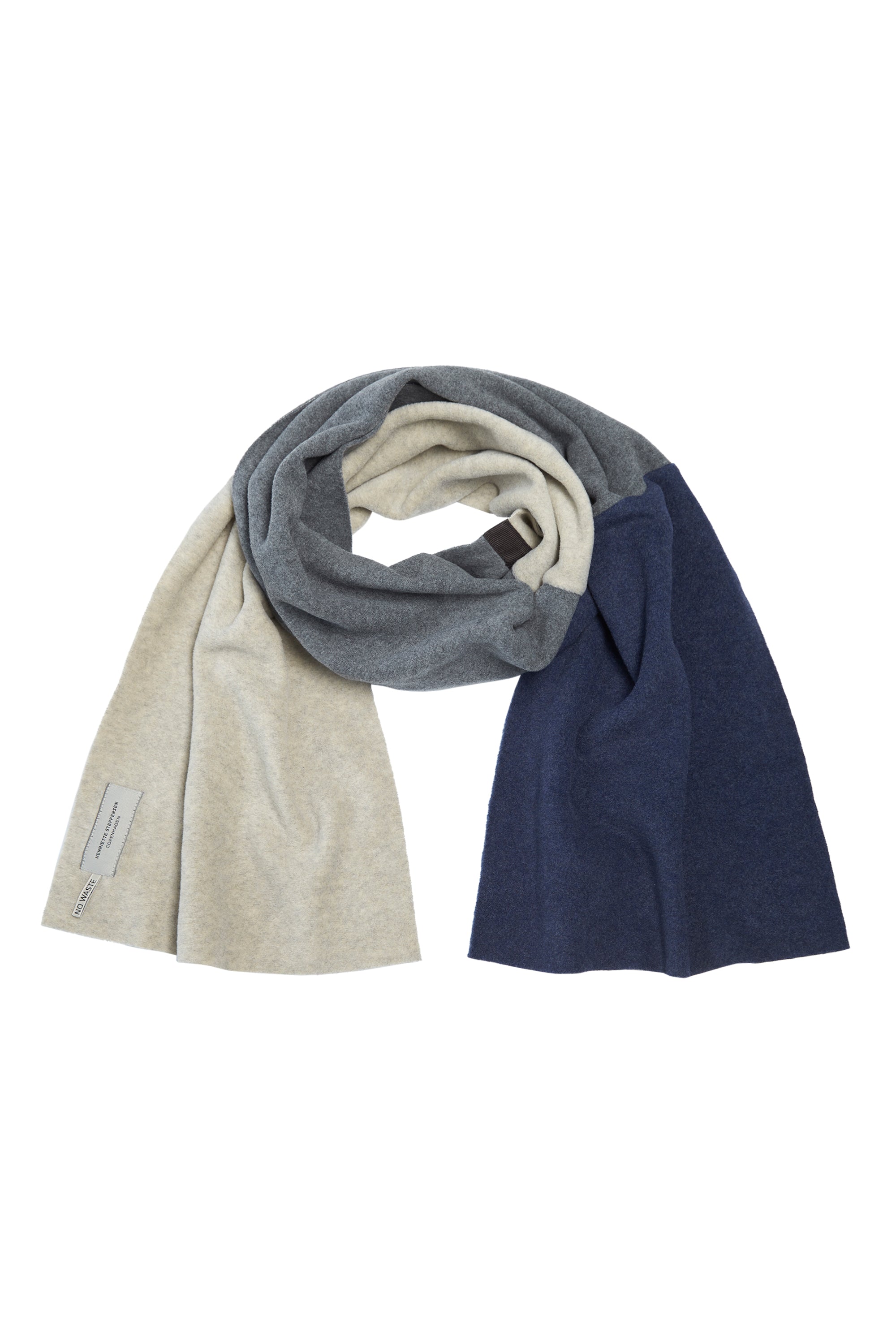 HENRIETTE STEFFENSEN COPENHAGEN NO WASTE SCARF - 4063 NW SCARFS DENIM/SAND/GREY 688