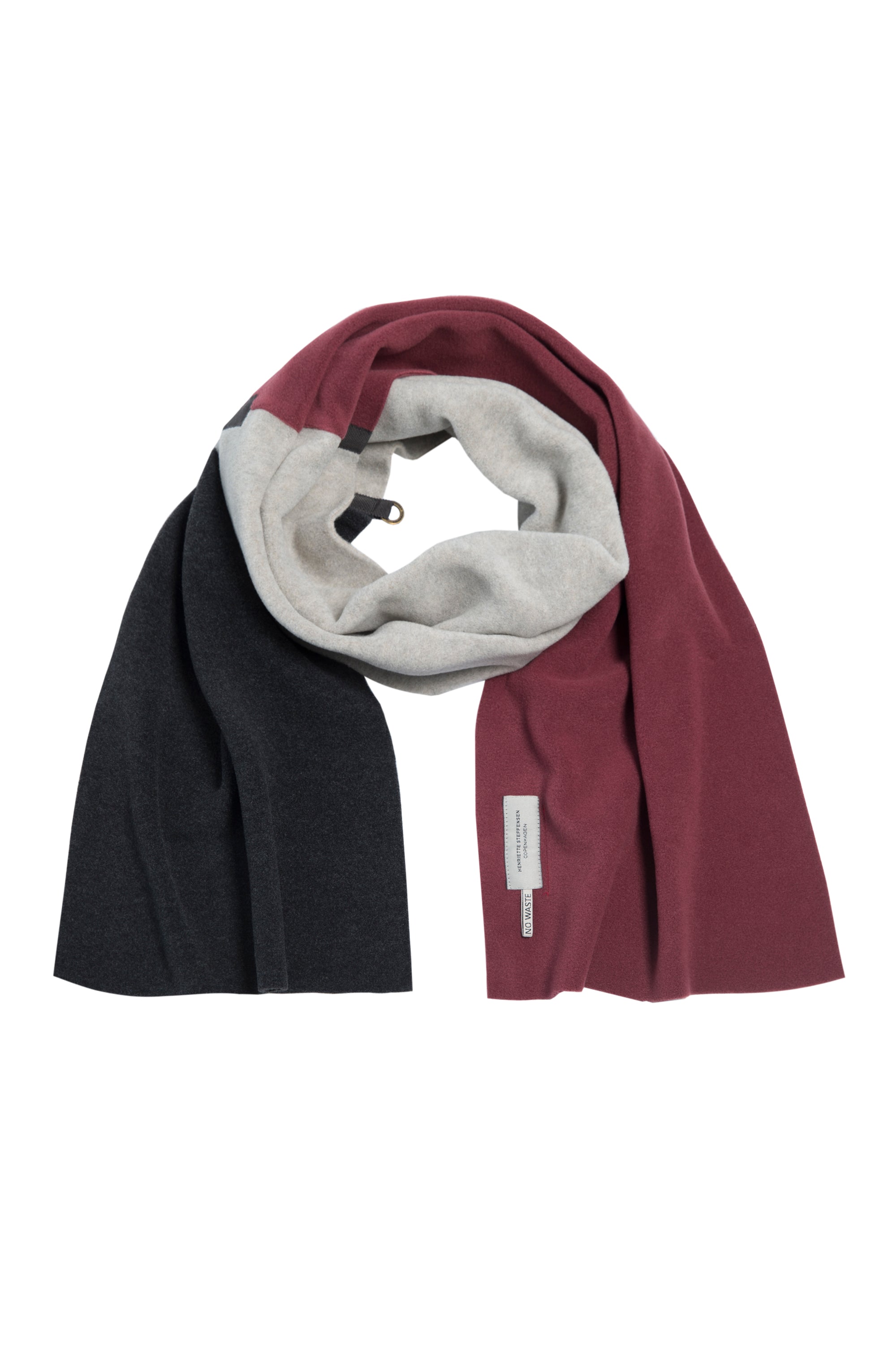 HENRIETTE STEFFENSEN COPENHAGEN NO WASTE SCARF - 4063 NW SCARFS WINE/SAND/SOFT BLACK 827