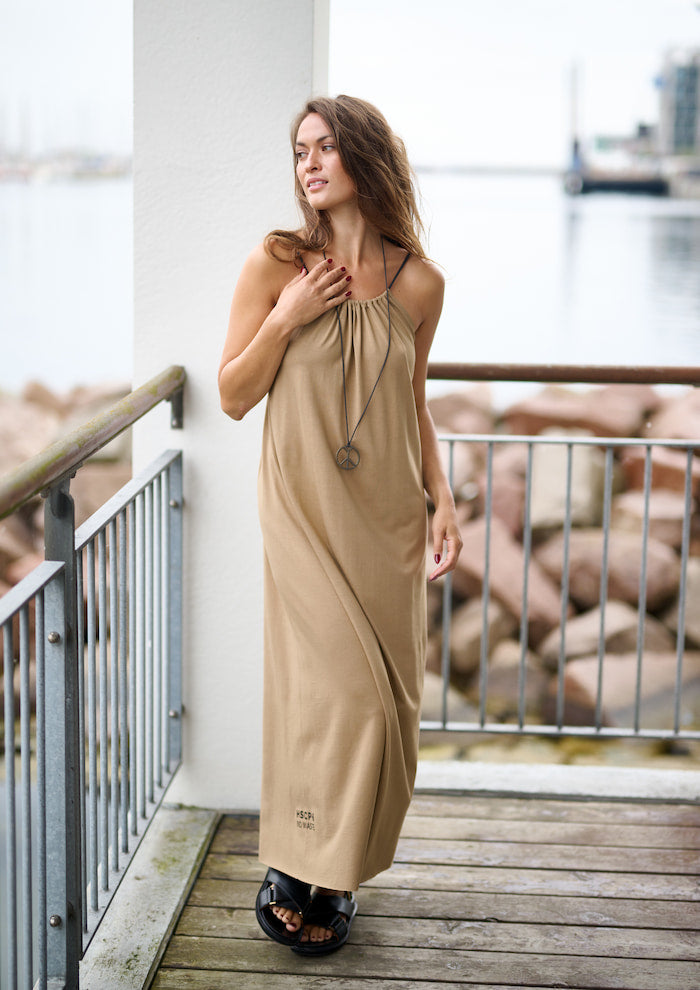 HENRIETTE STEFFENSEN COPENHAGEN NO WASTE STRAP DRESS LONG - 98062NW KJOLER CAMEL 815