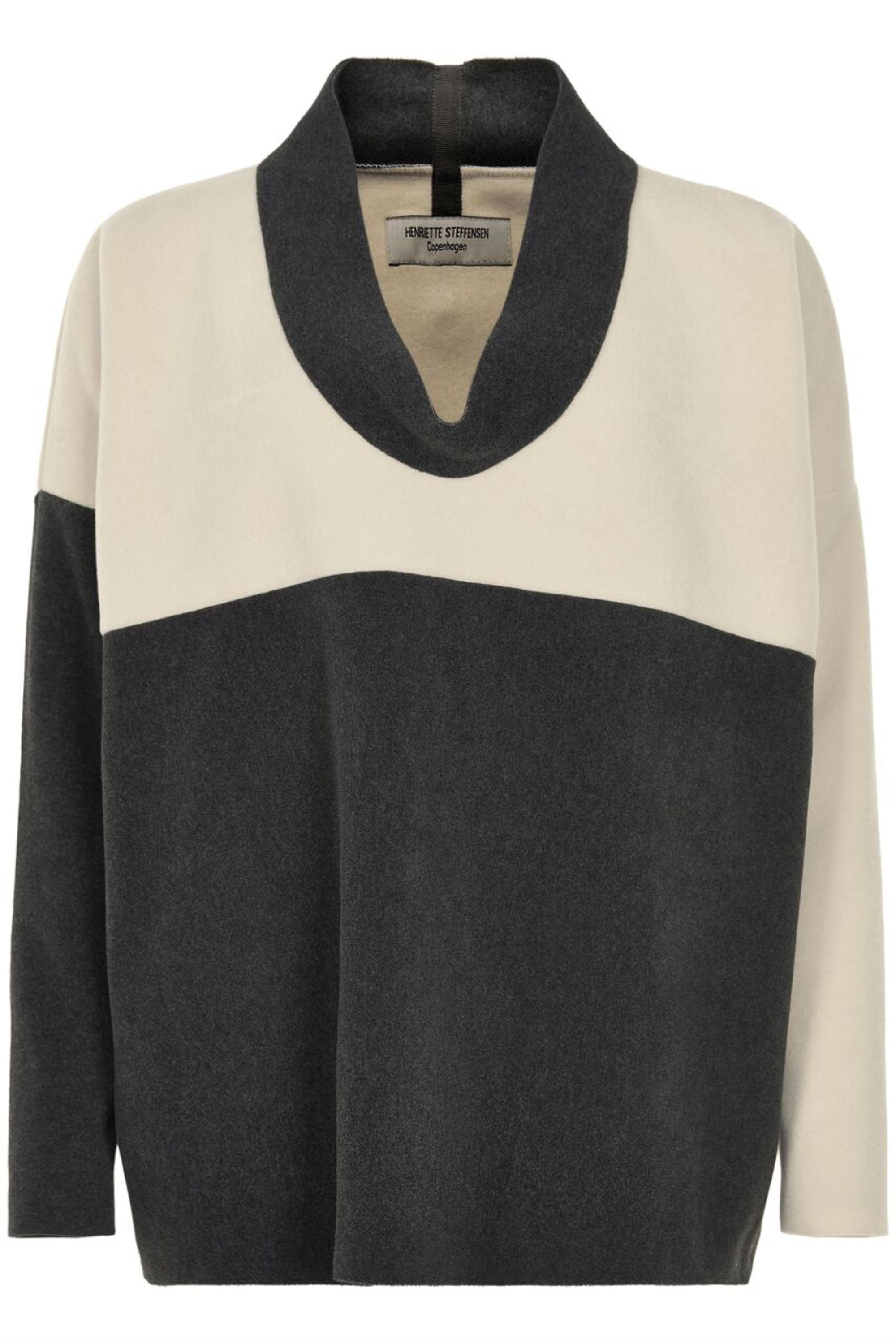 HENRIETTE STEFFENSEN COPENHAGEN NW SWEATER COLLAR- 1314 SWEATERS fleece SOFT BLACK/WINTER WHITE 918