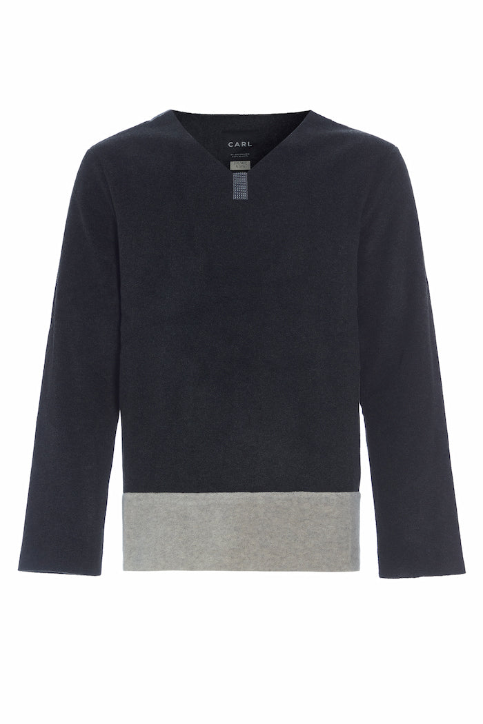 CARL BY STEFFENSEN COPENHAGEN ONE SIZE BLOUSE MEN - 1013C BLOUSES & SWEATERS SOFT BLACK/SAND 452