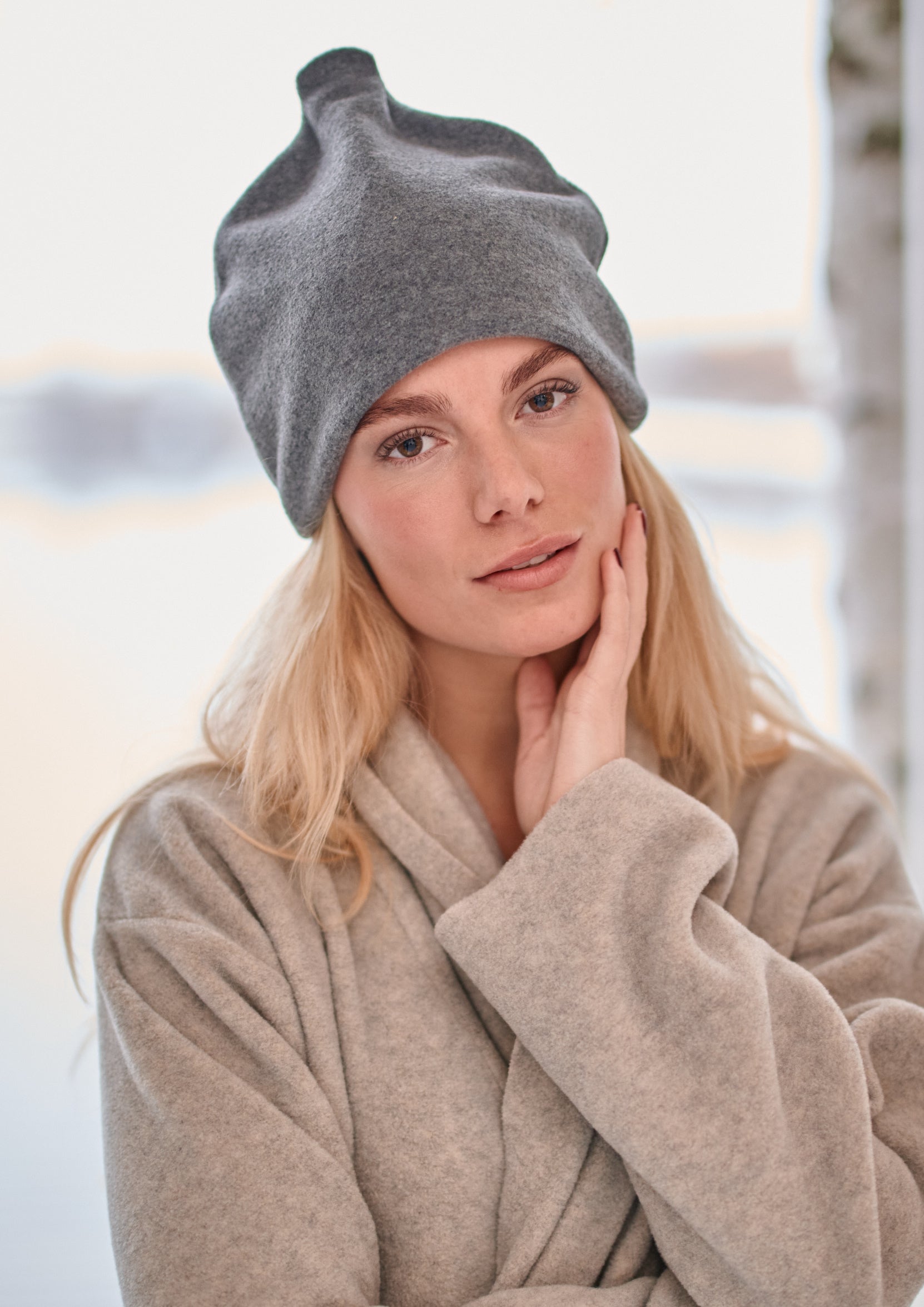 HENRIETTE STEFFENSEN COPENHAGEN SAUNA HAT DOUBLE - 4104 L & S ACCESSORIES GREY 905