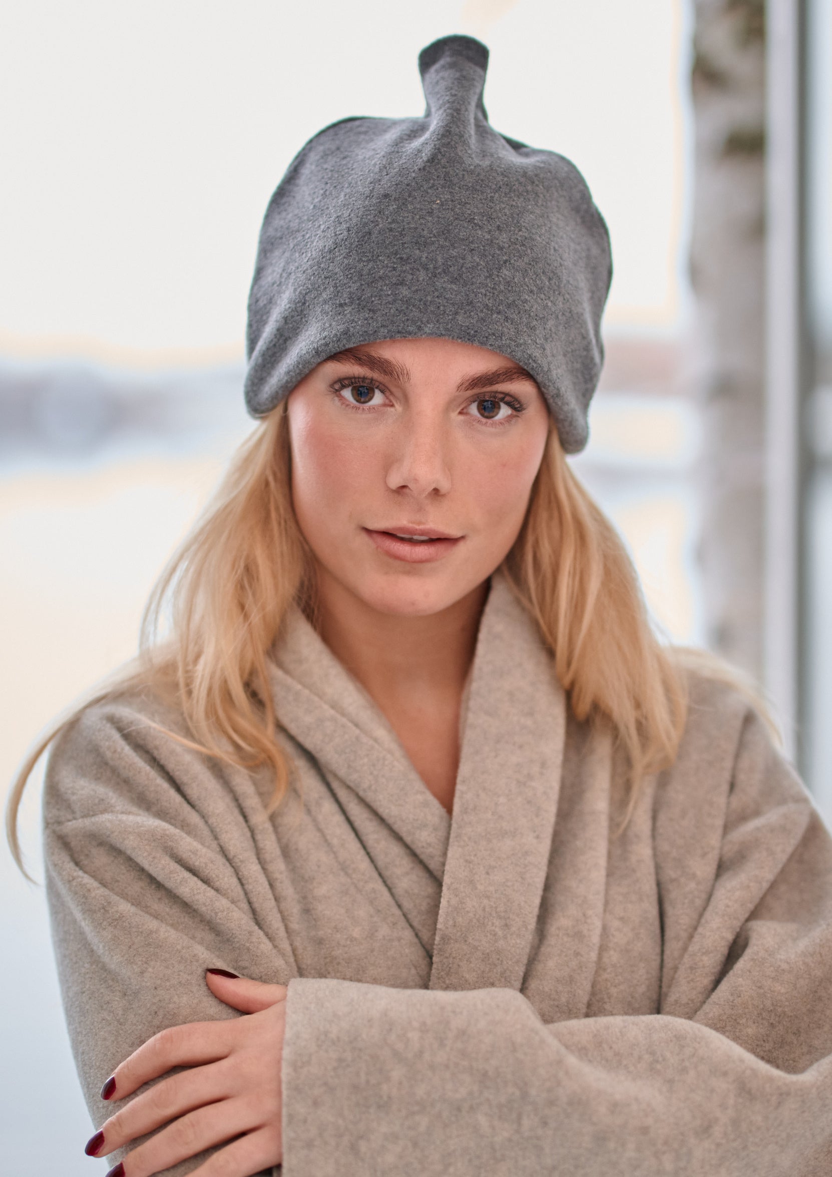 HENRIETTE STEFFENSEN COPENHAGEN SAUNA HAT DOUBLE - 4104 L & S ACCESSORIES GREY 905