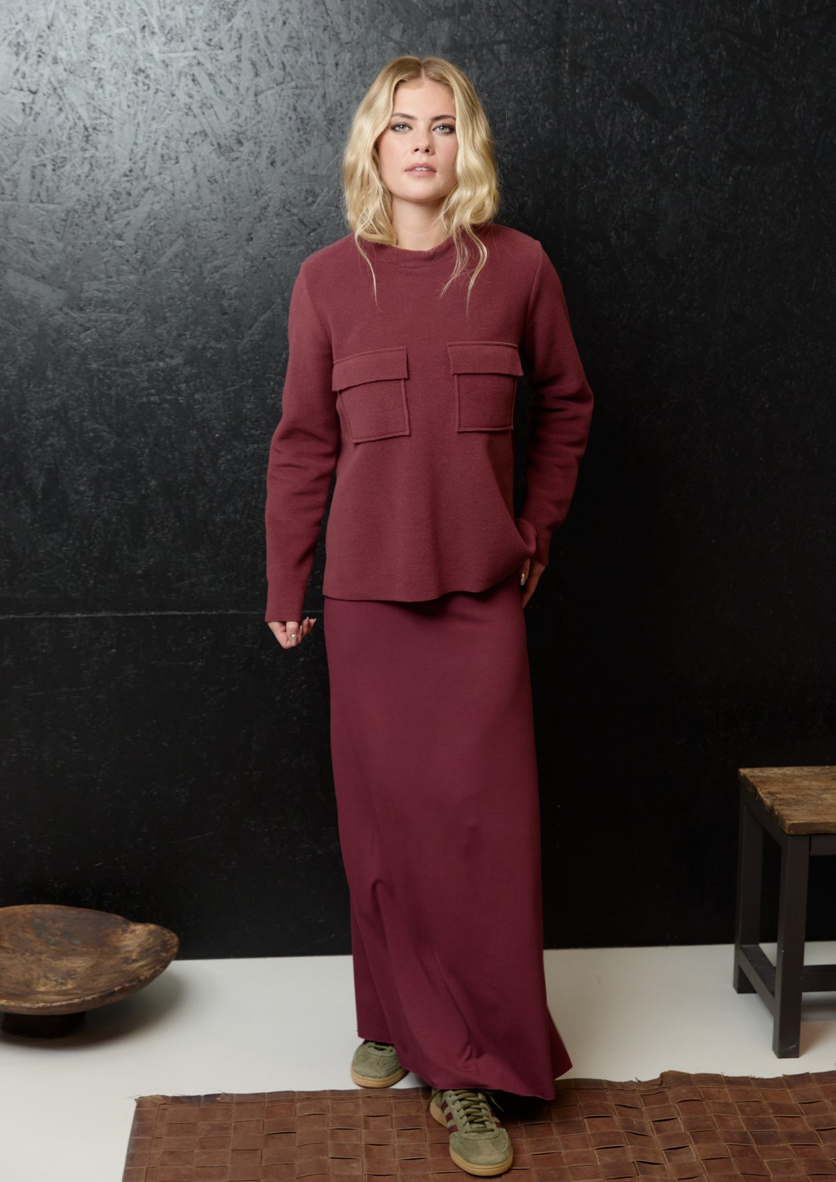 HENRIETTE STEFFENSEN COPENHAGEN SKIRT LONG - 98033 NEDERDELE BORDEAUX 474