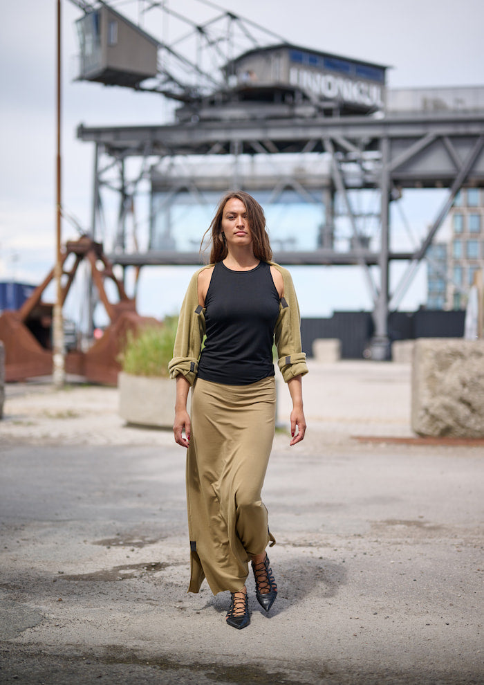 HENRIETTE STEFFENSEN COPENHAGEN SKIRT LONG - 98033 NEDERDELE OLIVE 655
