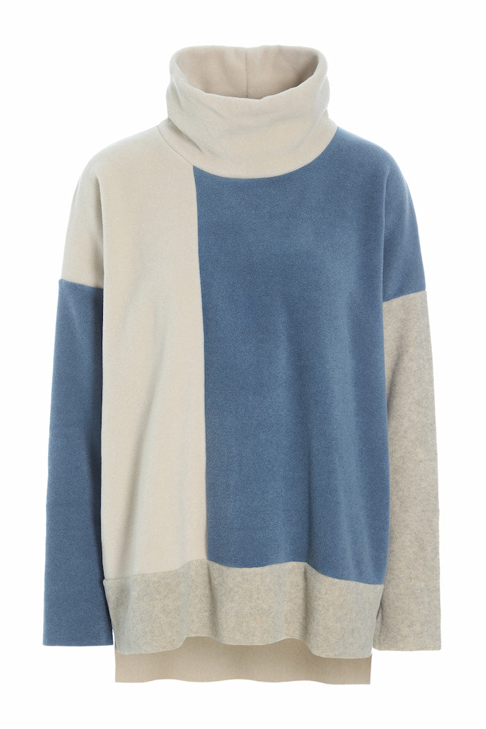 HENRIETTE STEFFENSEN COPENHAGEN SWEATER PATCH - 1380 BLUSER DUSTY BLUE/KIT/SAND 732