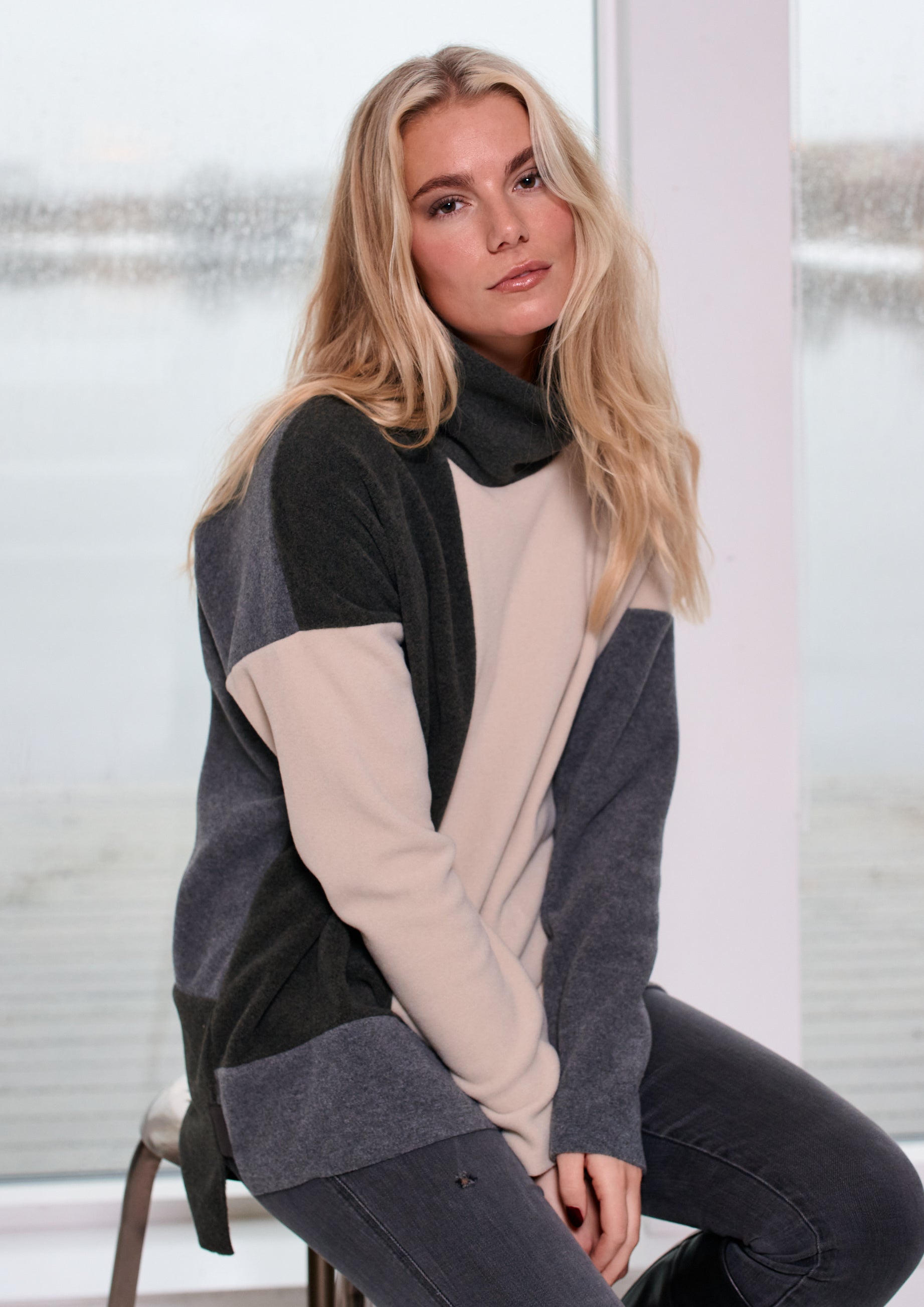 HENRIETTE STEFFENSEN COPENHAGEN SWEATER PATCH - 1380 BLUSER FORREST/GREY/KIT 116