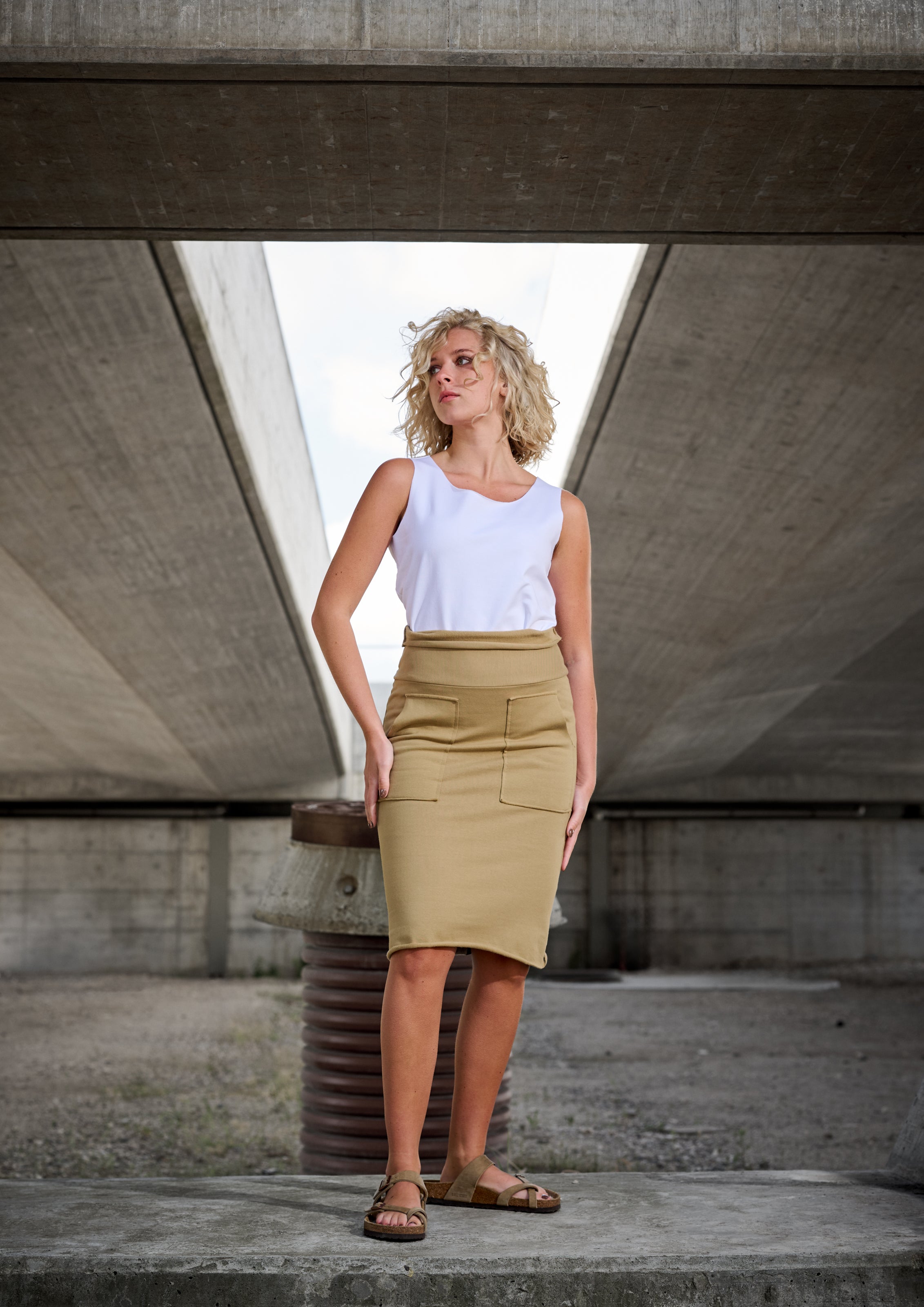 HENRIETTE STEFFENSEN COPENHAGEN SWEAT SKIRT - 73013 NEDERDELE OLIVE 655